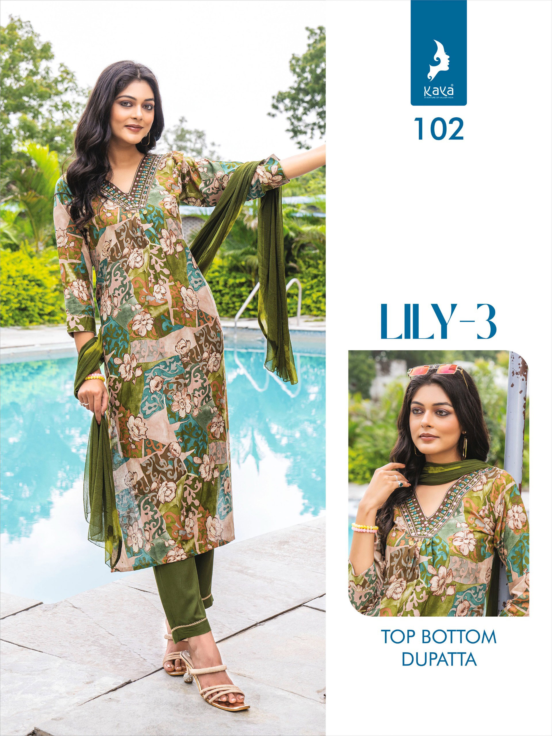 Kaya Lily 3 Kurti Bottom With Dupatta Collection