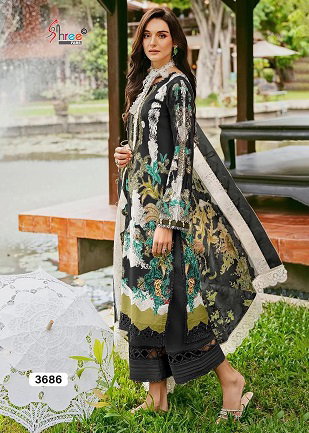 Shree Needle Wonder Lawn Collection Vol 5 Chiffon Dupatta Salwar Suits