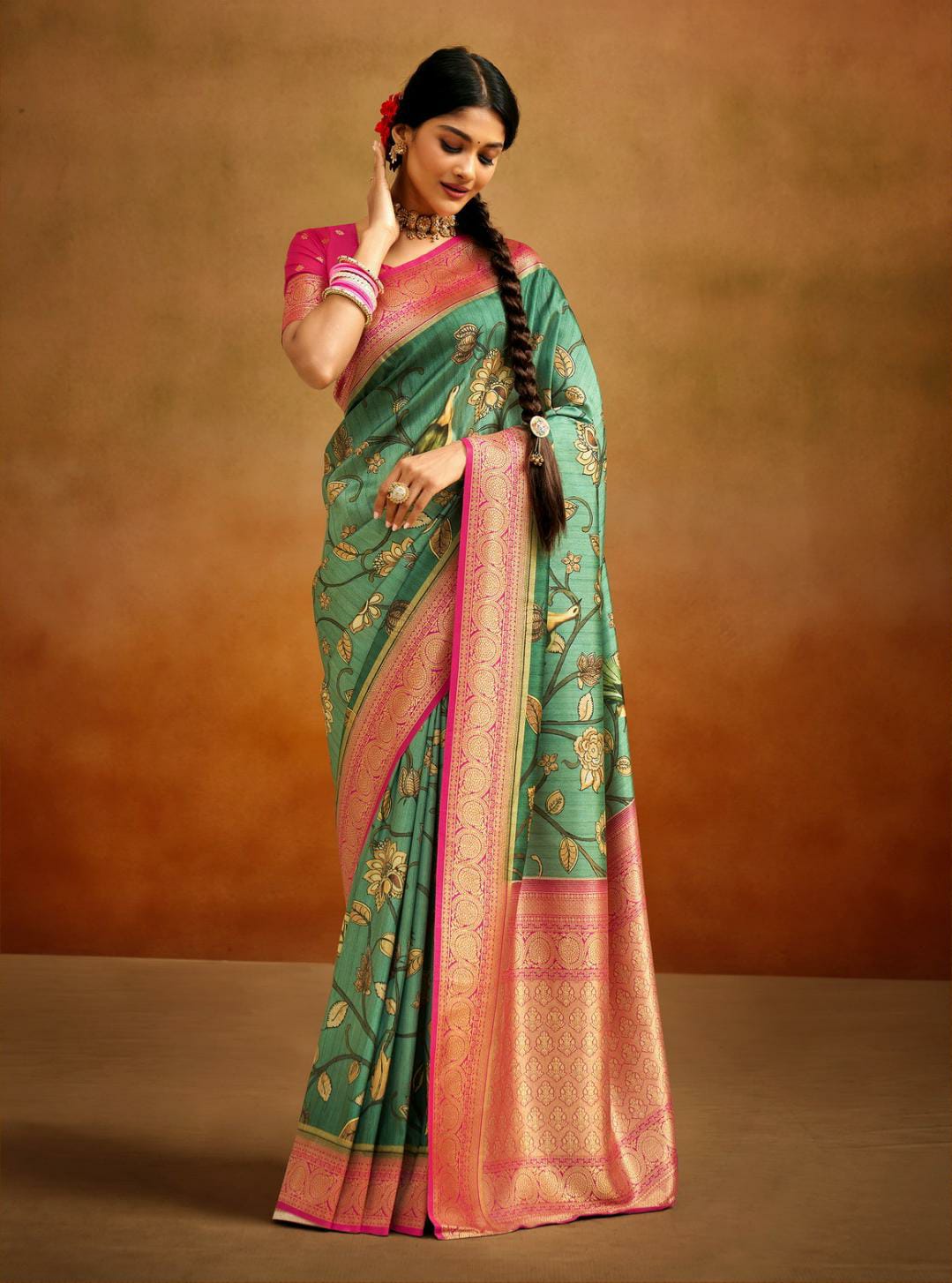 Rajpath Moghra Silk Tusser Kalamkari Saree Collection