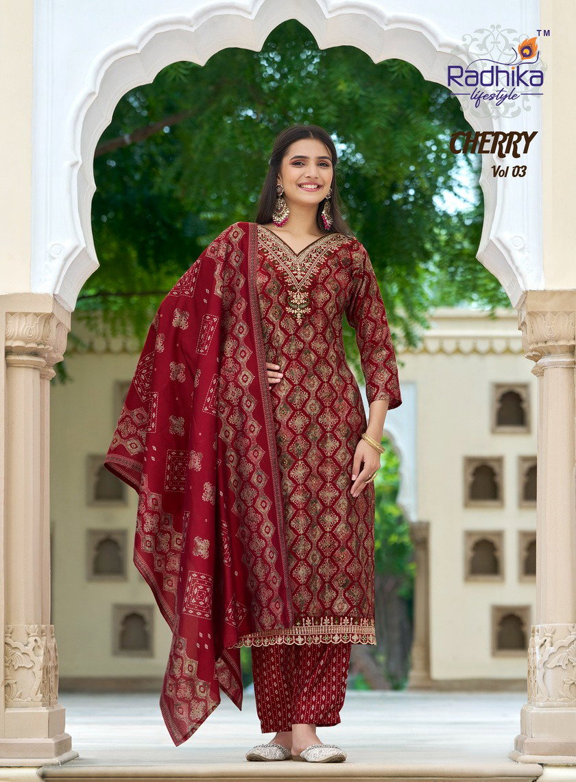 Radhika Cherry Vol 3 Kurti Bottom With Dupatta Collection