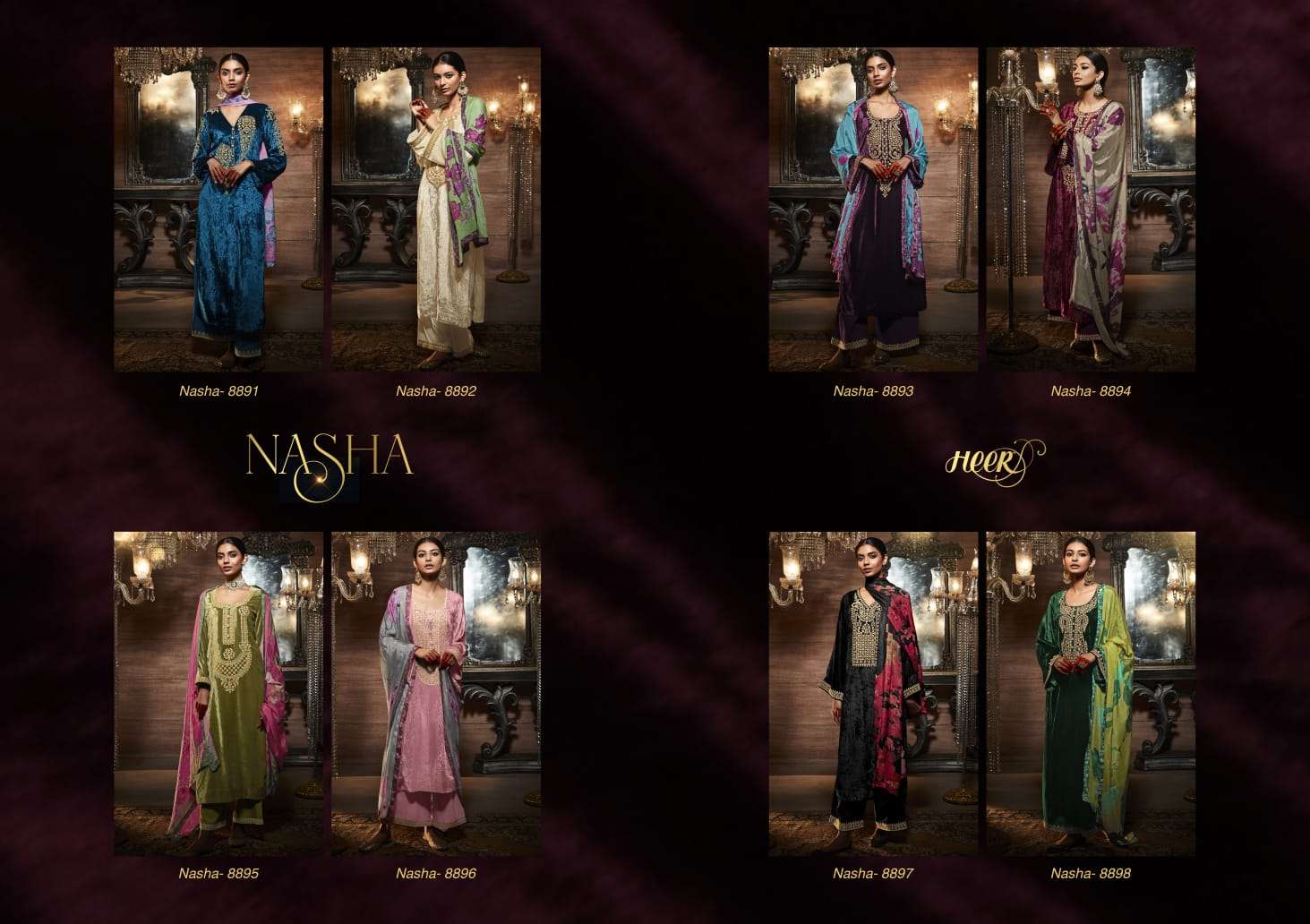 Kimora Heer Nasha Velvet Pashmina Dress Material Collection