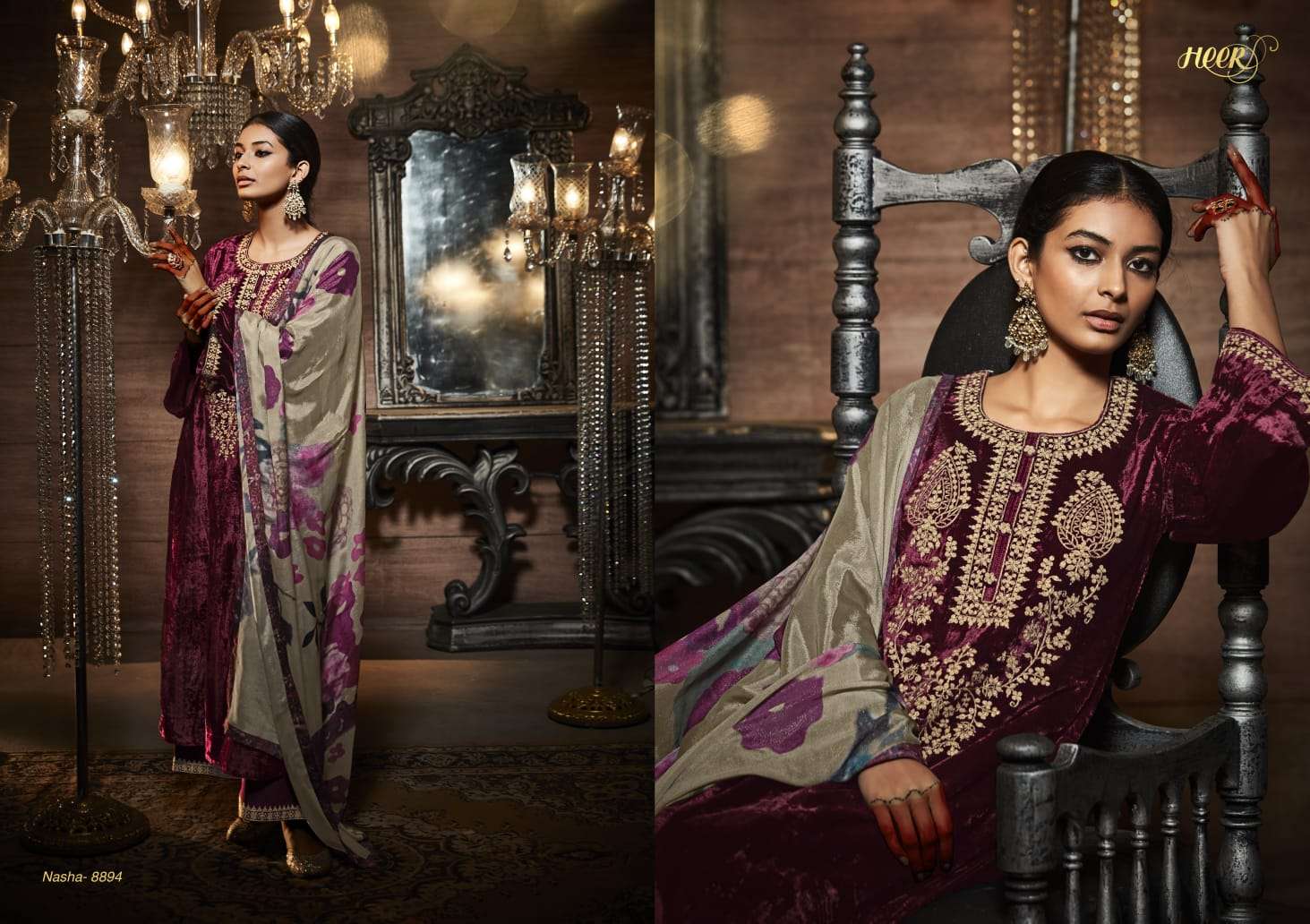 Kimora Heer Nasha Velvet Pashmina Dress Material Collection