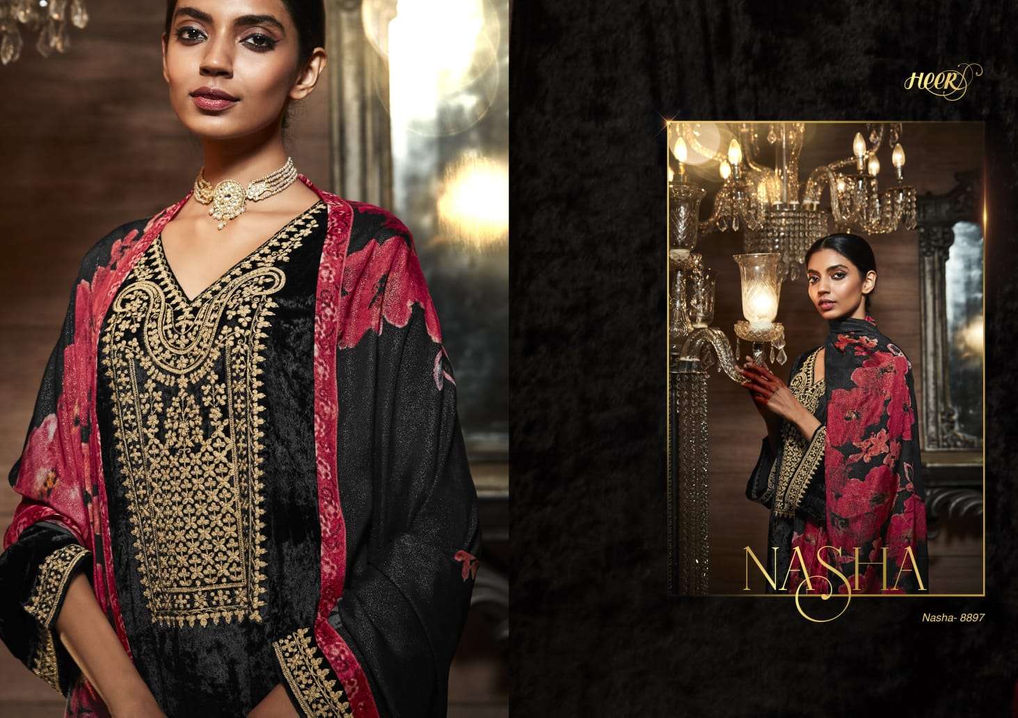 Kimora Heer Nasha Velvet Pashmina Dress Material Collection