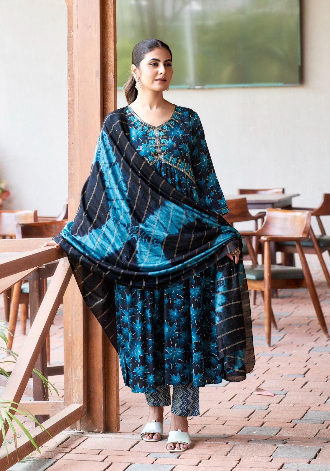 Mystic 9 Pooja Vol 7 Aliya Cut Kurti Bottom With Dupatta