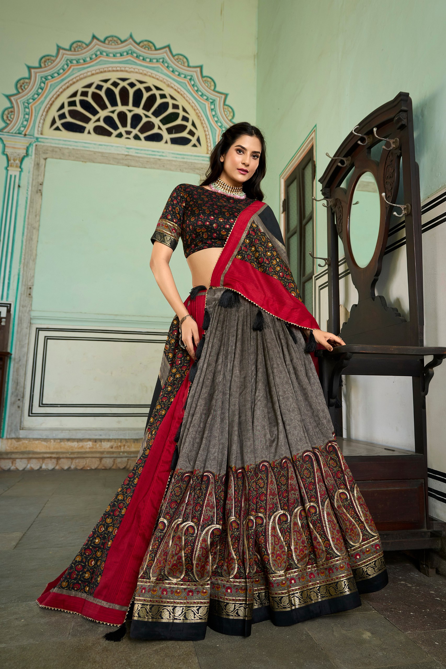 Bt 7037 Beautiful Designer Tussar Silk Lehenga Choli