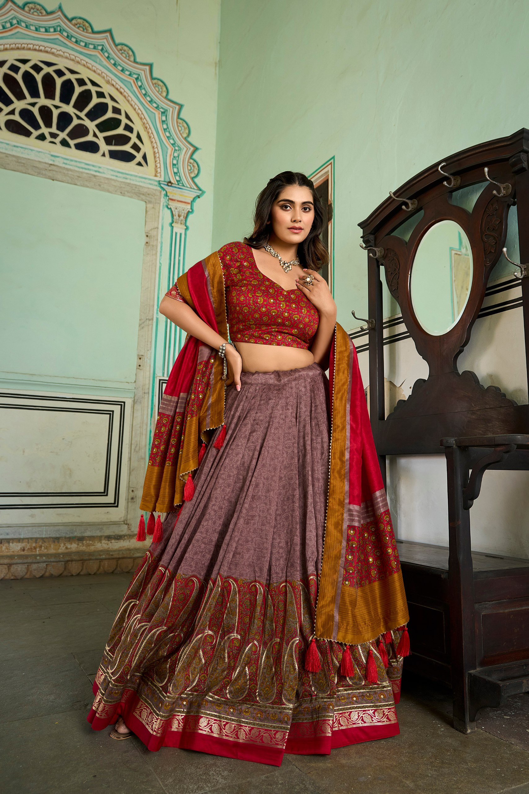 Bt 7037 Beautiful Designer Tussar Silk Lehenga Choli