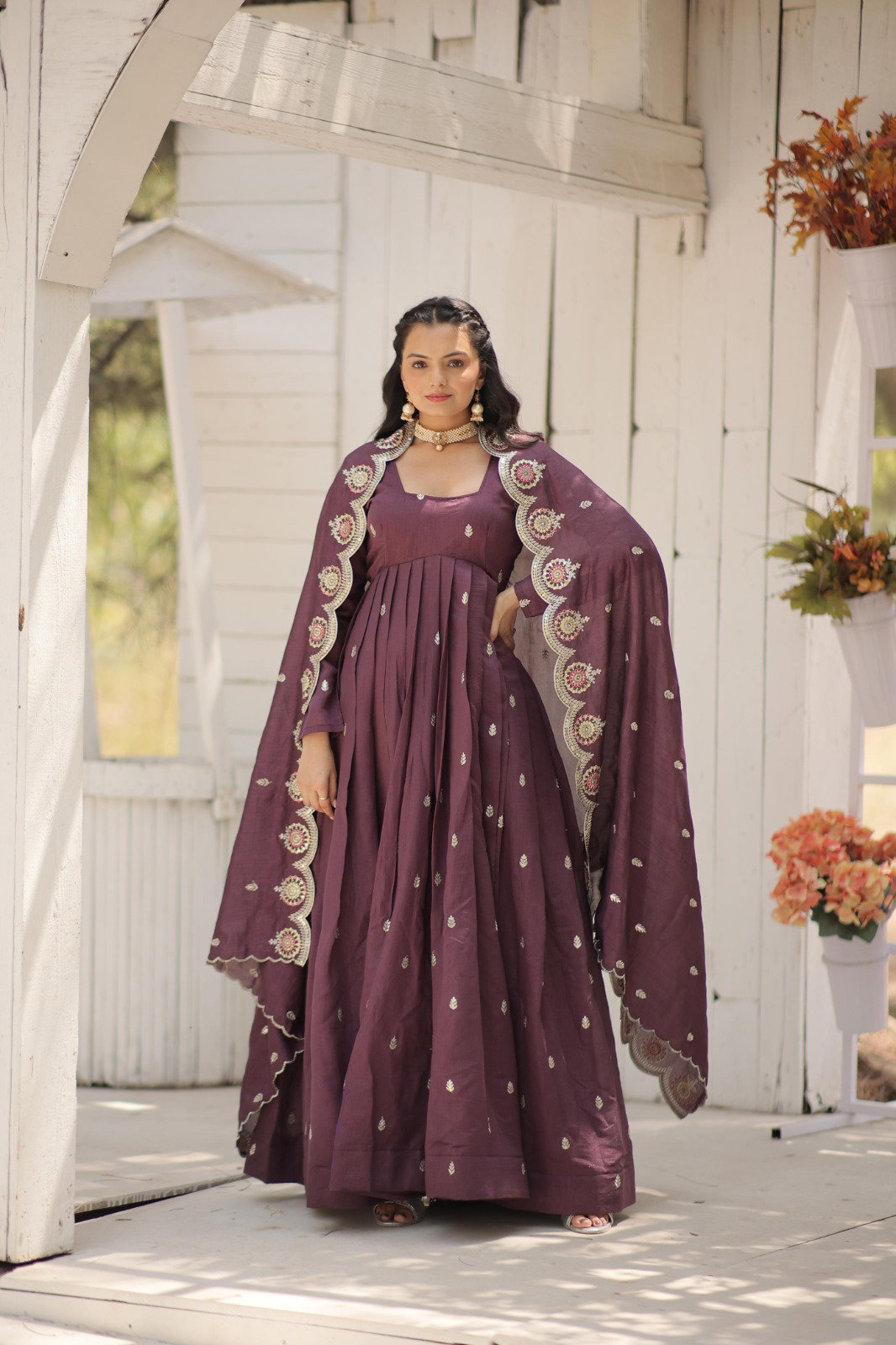 Anamika Vol 74 Vichitra Shimmer Gown With Dupatta Collection