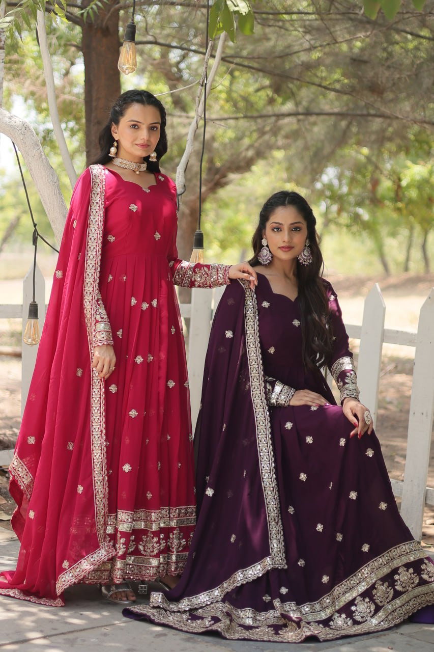 Anamika Vol 82 Faux Blooming Gown With Dupatta Collection