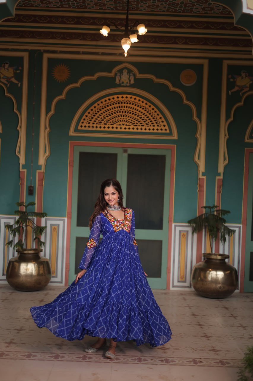 Anamika Vol 83 Faux Georgette Bandhani Printed Gown Collection