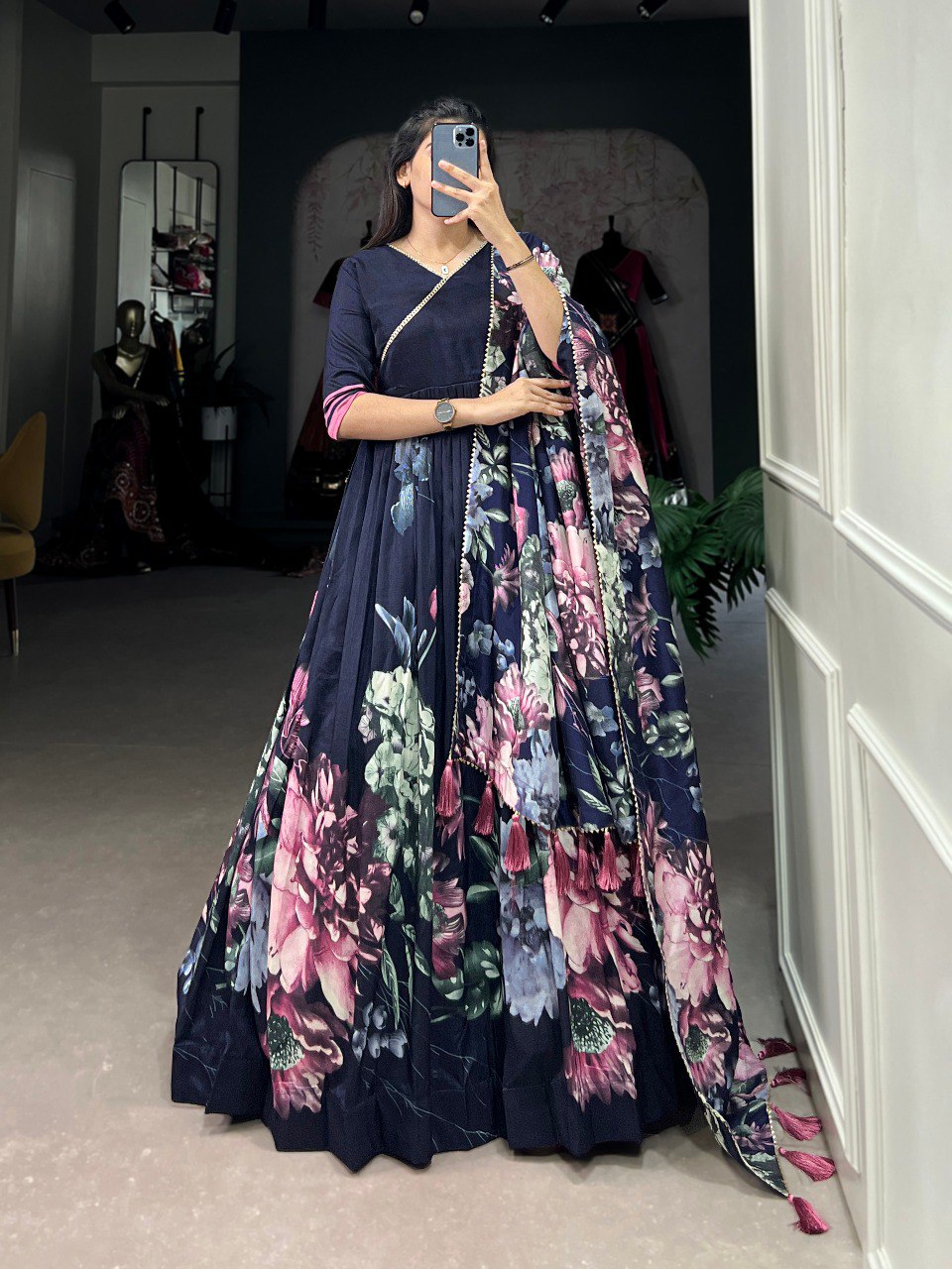 Bt 7031 Beautiful Tuassar Silk Gown With Dupatta Collection