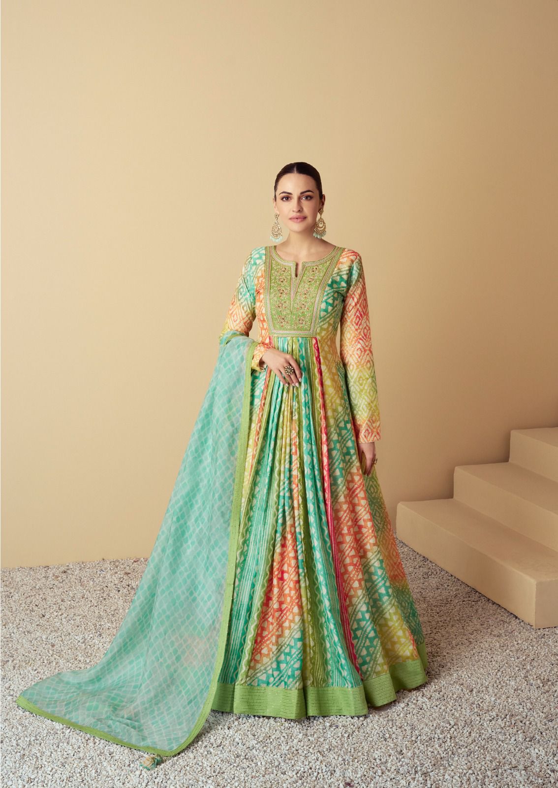 Gulkayra Vaari Muslin Digital Printed Gown With Dupatta