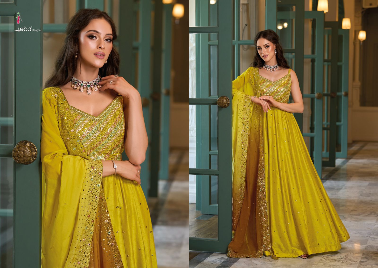 Eba Arisha Silk Designer Ready Made Gown With Dupatta