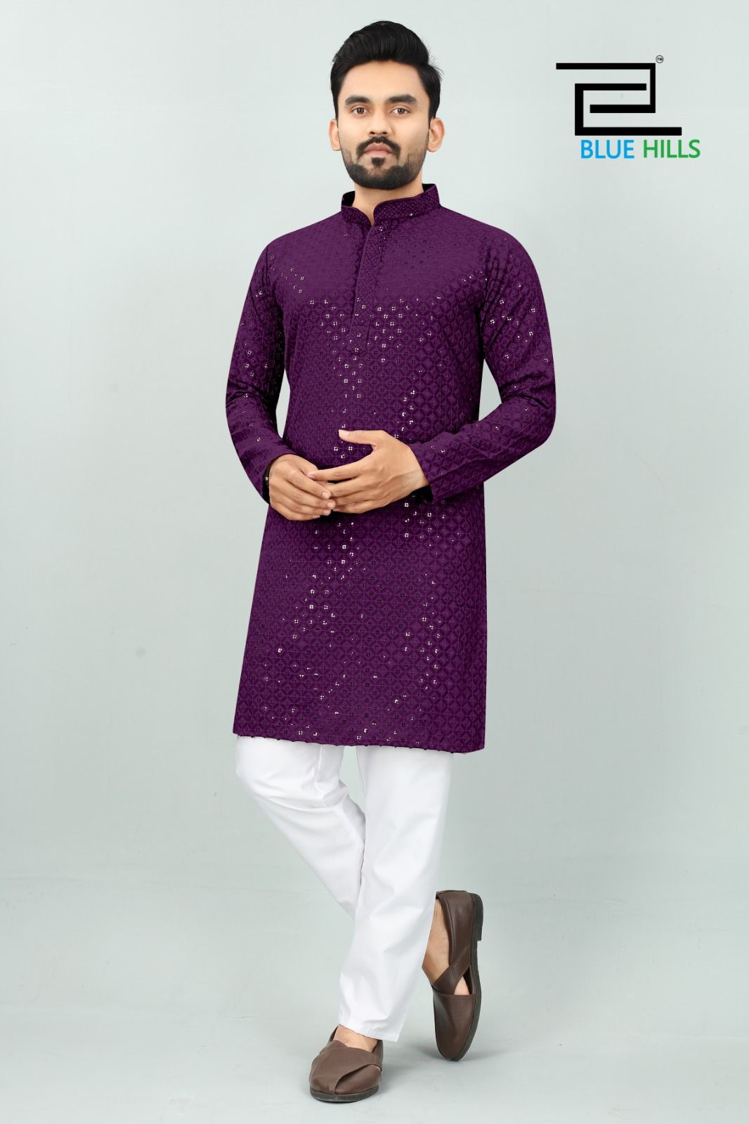 Blue Hills Desi Boyz 2 Chikan Work Mens Kurta With Pajama