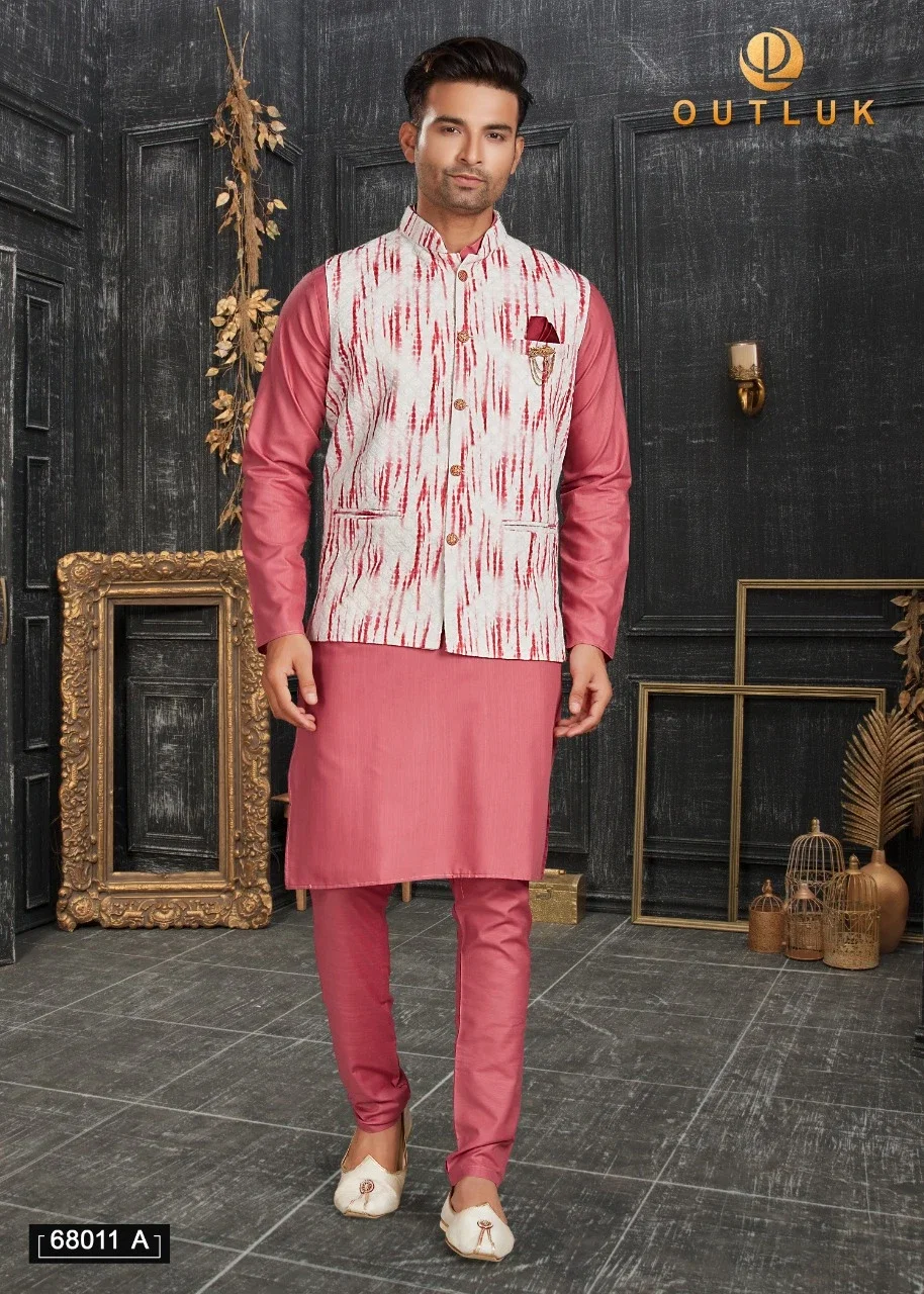 Outluk Vol 68 A Nx Mens Wear Kurta Pajama With Jacket Collection