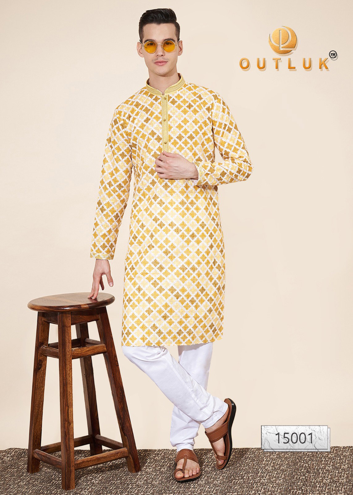 Outluk Vol 15 Cotton Digital Printed Mens Kurta Pyjama Collection