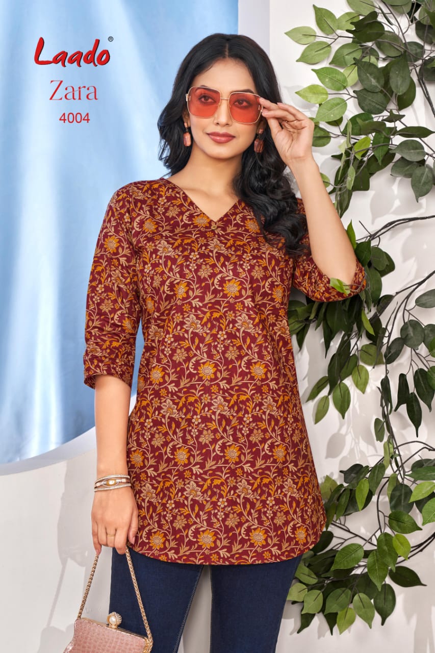 Laado Zara Vol 4 Cotton Printed Ladies Top Collection