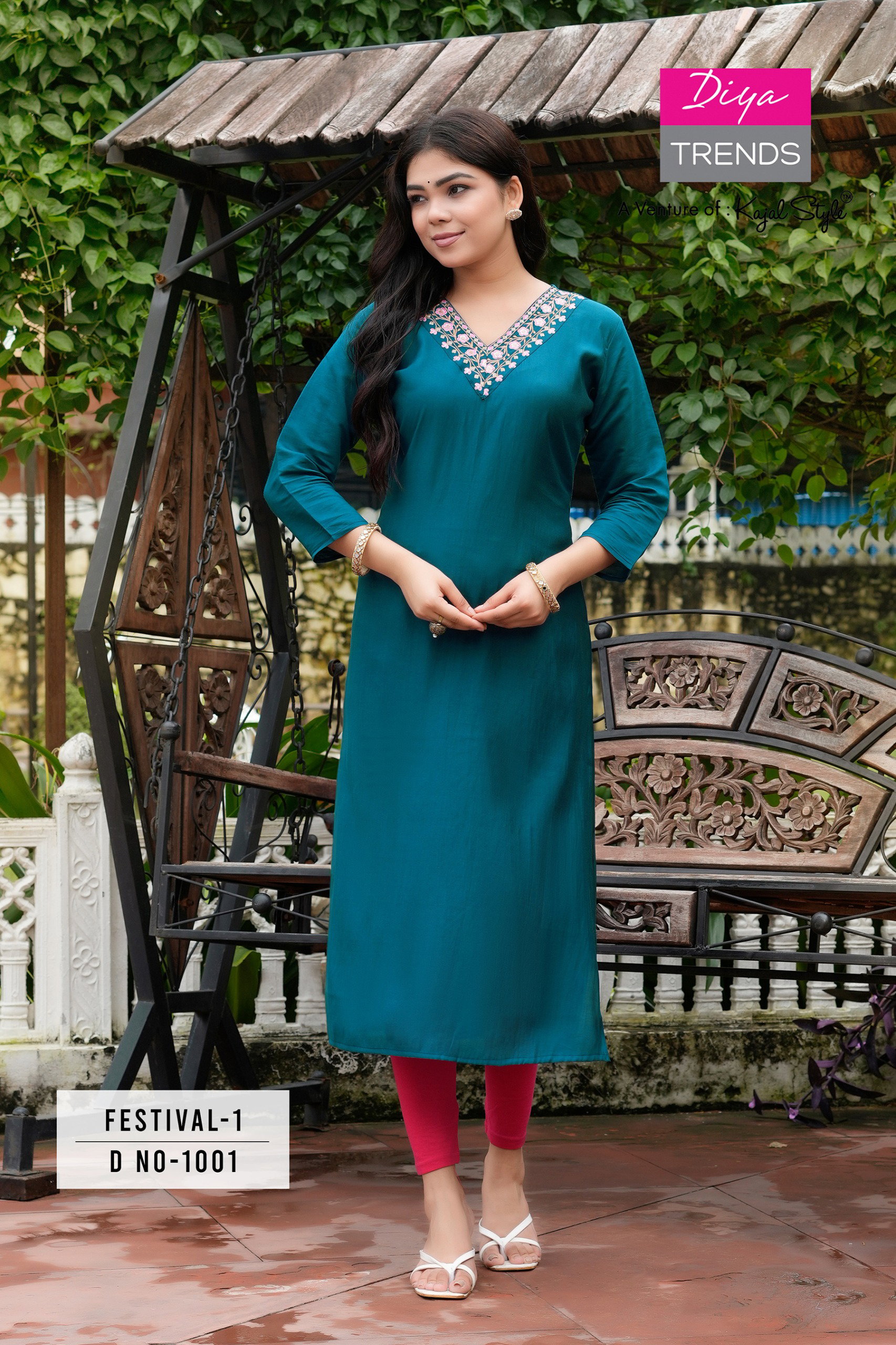 Diya Trends Festival Vol 1 Roman Silk Fancy Embroidery Kurti Wholesale Collection