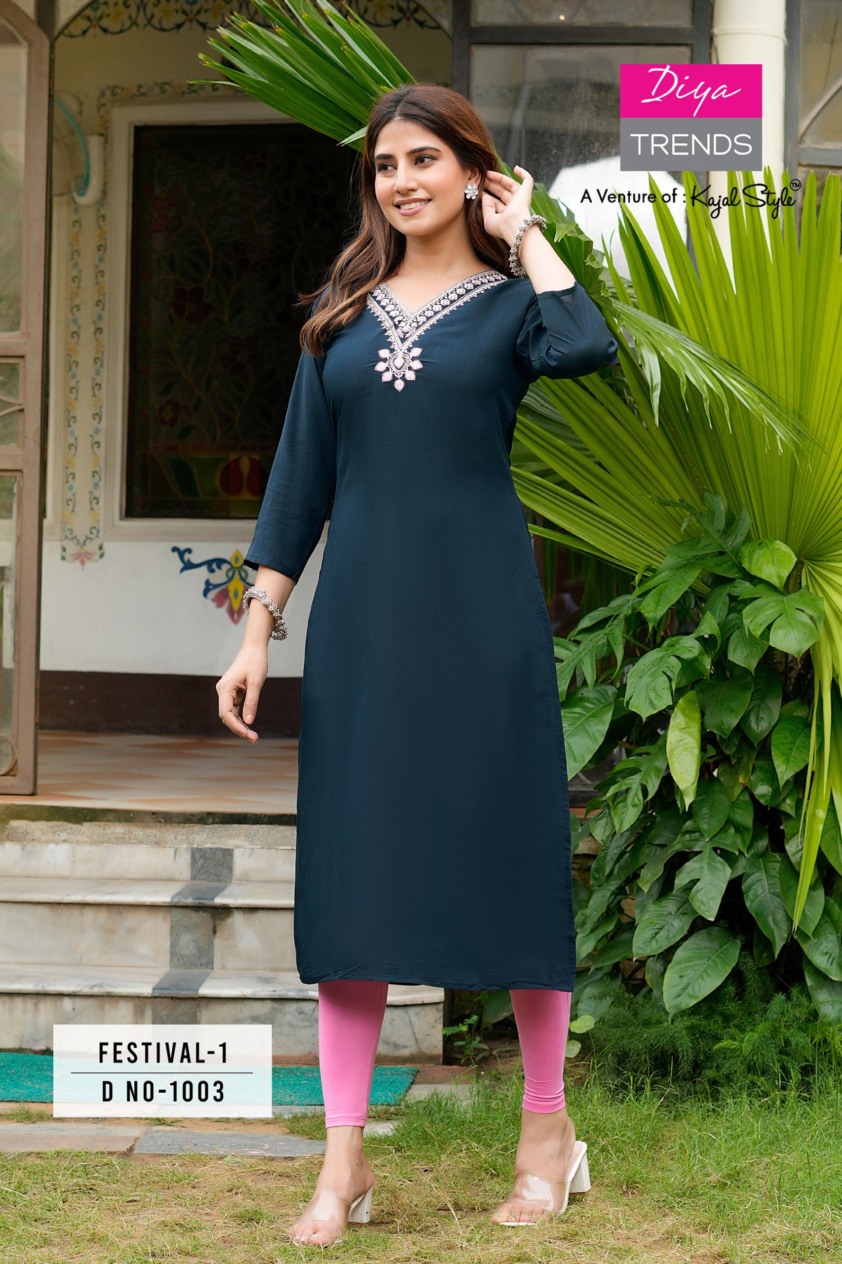 Diya Trends Festival Vol 1 Roman Silk Fancy Embroidery Kurti Wholesale Collection