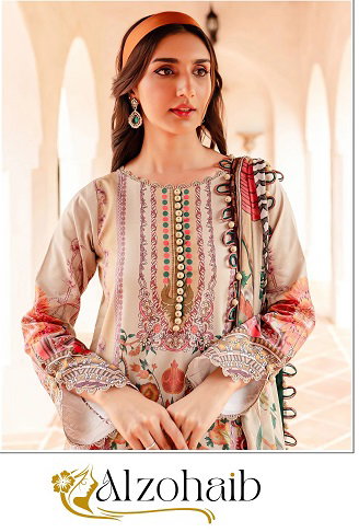 Alzohaib Queens Court Vol 3 Cotton Dupatta Pakistani Salwar Suits