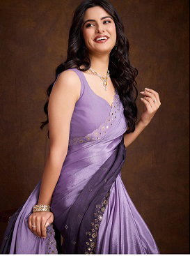 Sethnic Glaze Fancy Two Tone Shaded Chinnon Saree