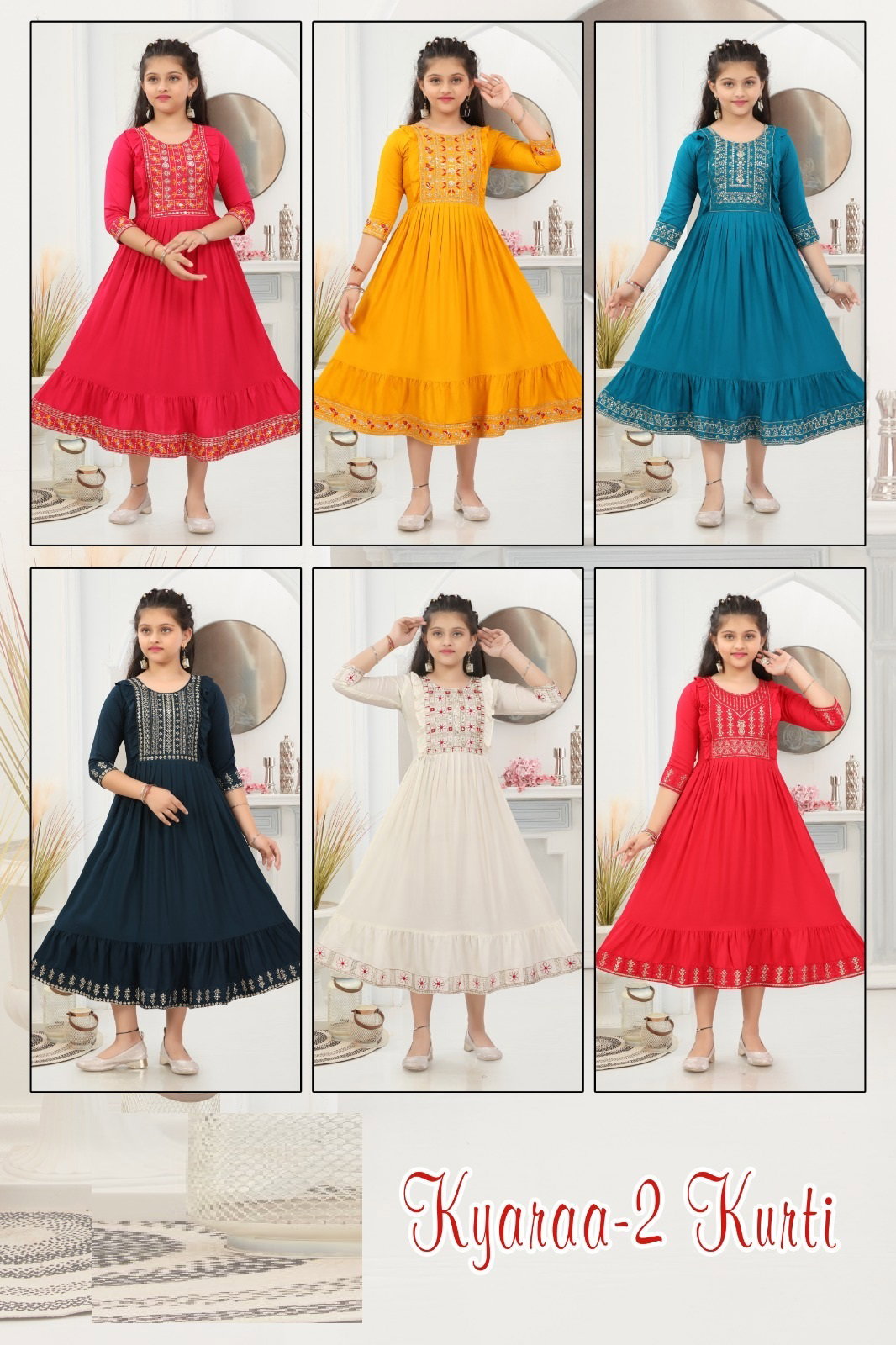 Kyaraa 2 Kurti Rayon Kids Wear Kurti Collection