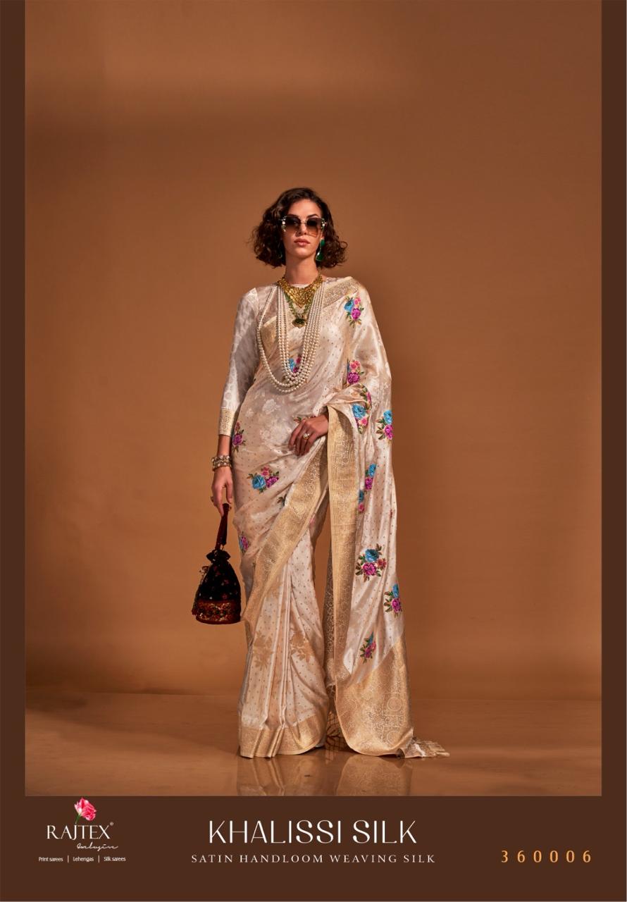 Rajtex Khalissi Silk Satin Flower Printed Sarees Collection