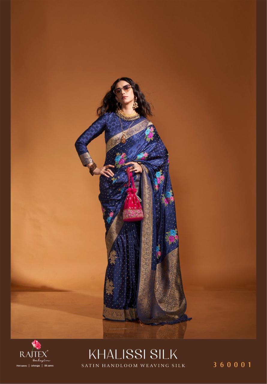 Rajtex Khalissi Silk Satin Flower Printed Sarees Collection