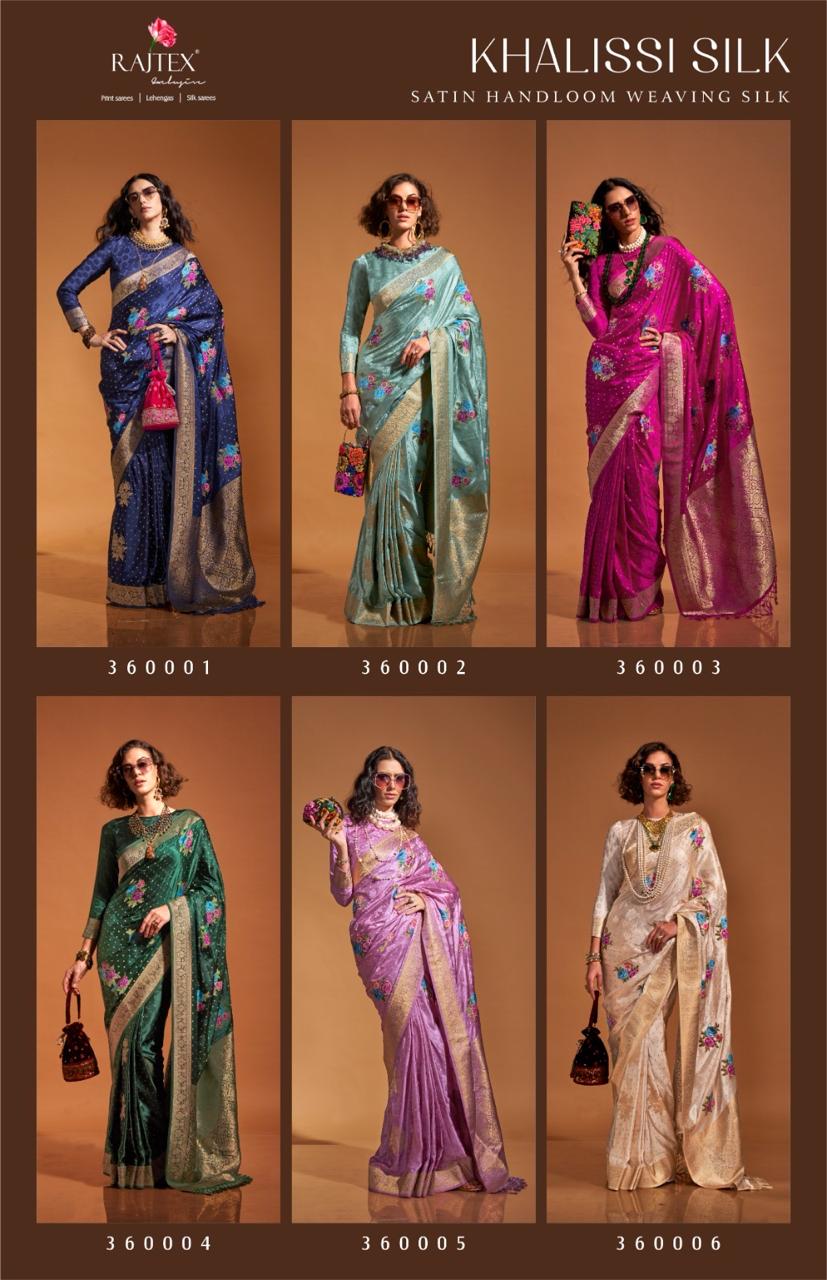 Rajtex Khalissi Silk Satin Flower Printed Sarees Collection