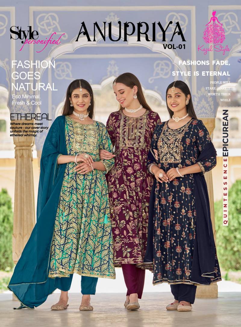 Anupriya Vol 1 By Kajal Style Fancy Kurti Pant With Dupatta