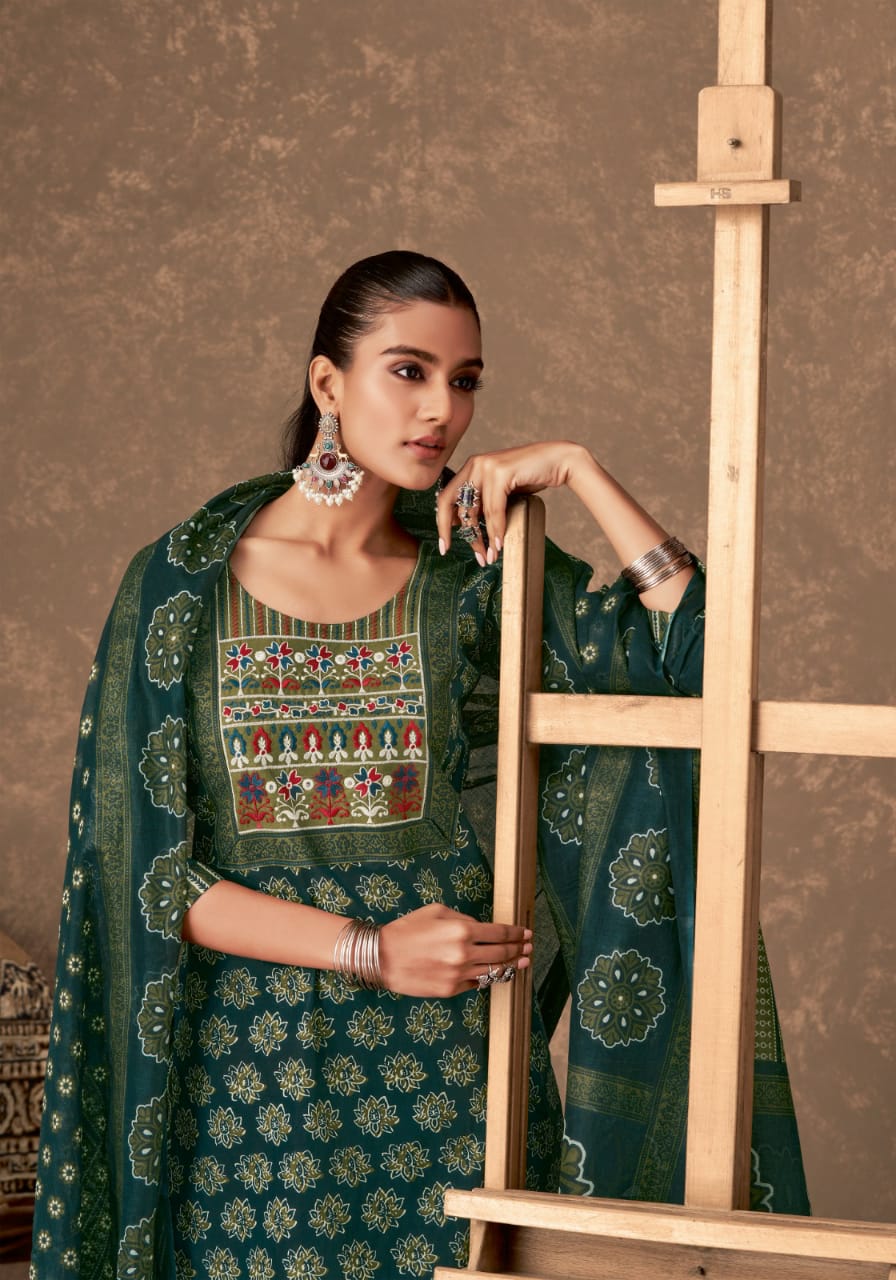 Mayur Ajarakh Vol 4 Cotton Printed Kurti Bottom With Dupatta