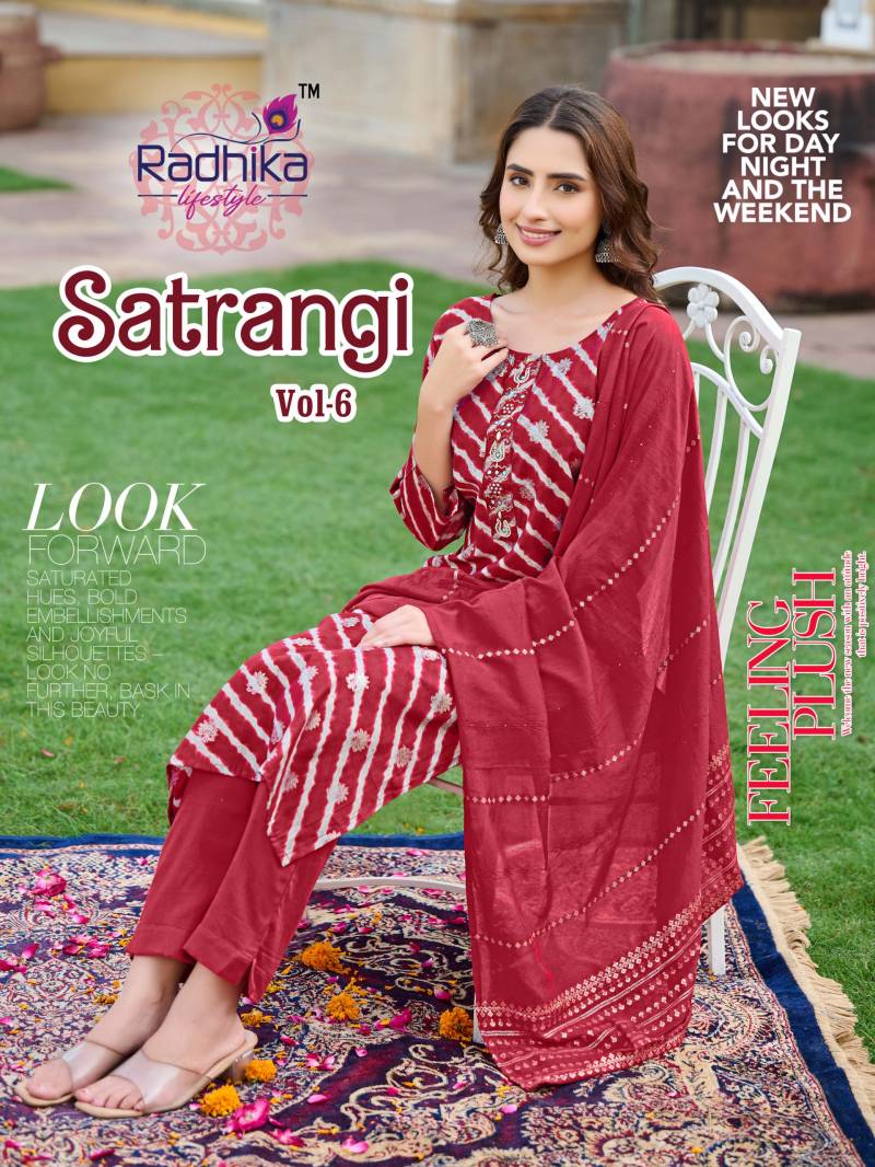 Radhika Satrangi Vol 6 Kurti Pant With Dupatta Collection