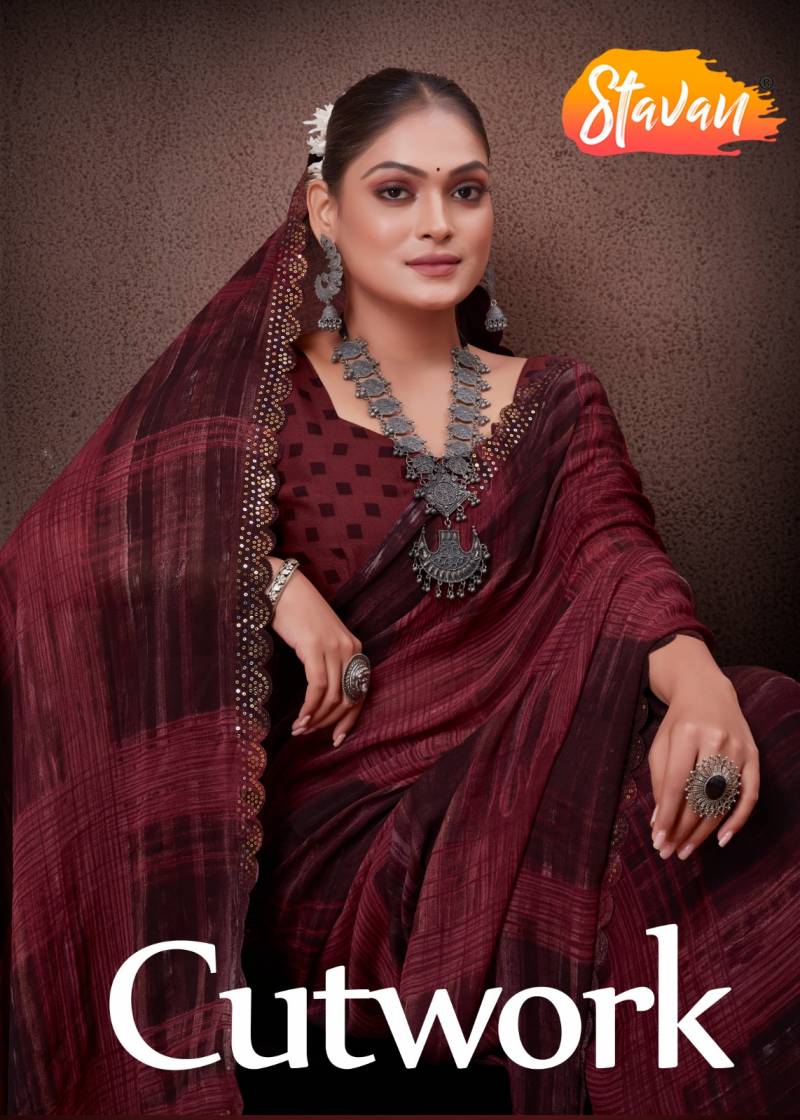 Stavan Cutwork Fancy Printed Saree Collection