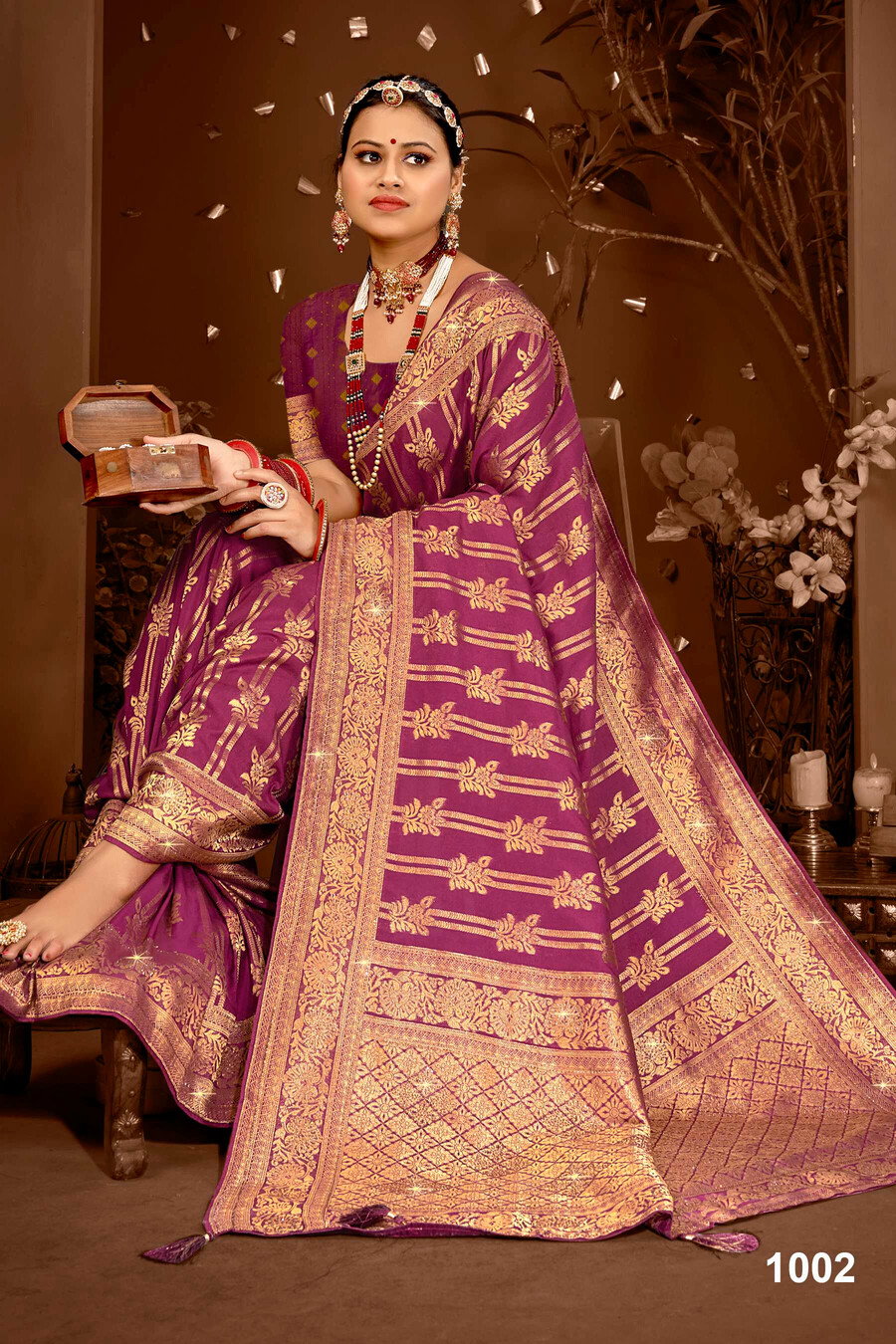 Saroj Peacock Silk Saroski Vol 3 Georgette Saree Collection