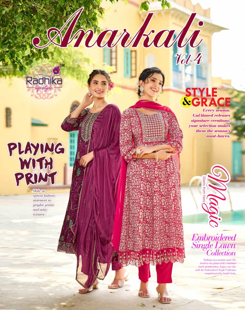 Radhika Anarkali Vol 4 Rayon Kurti Pant With Dupatta Collection