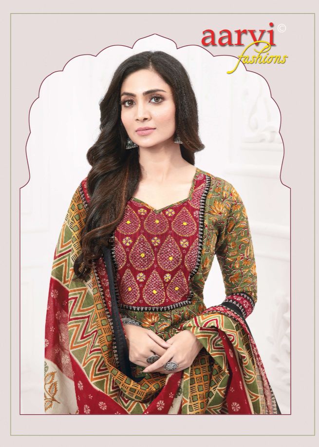 Aarvi Gamthi Vol 6 Cotton Kantha Kurti Bottom With Dupatta