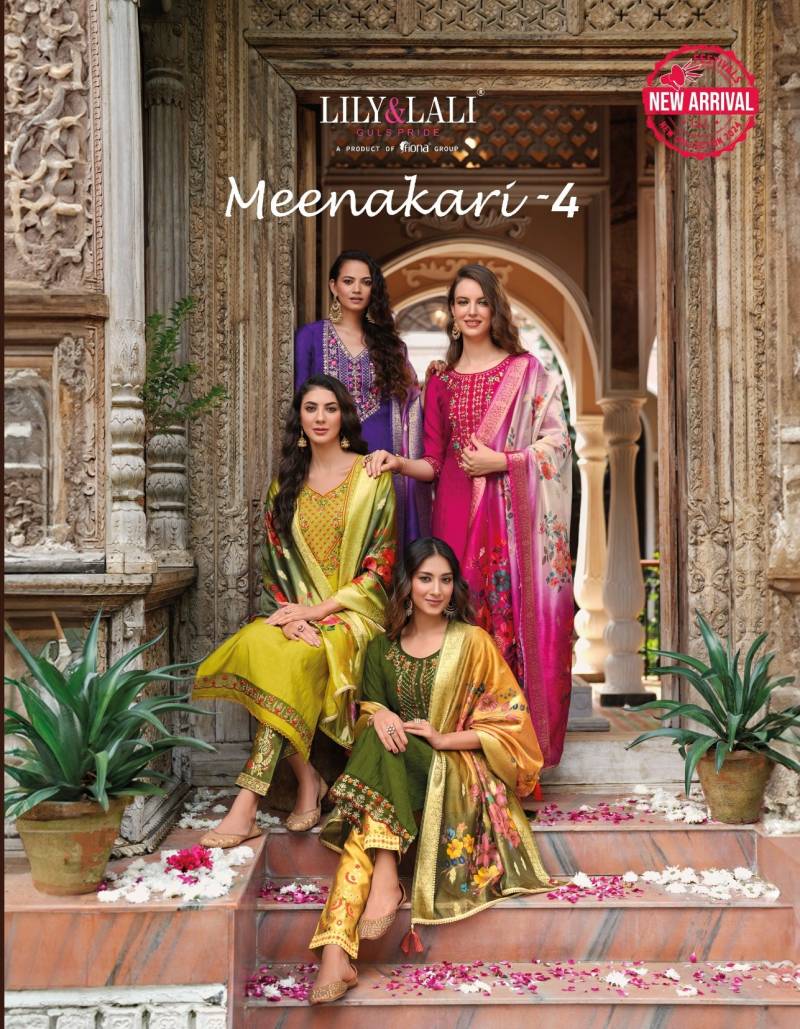 Lily And Lali Meenakari 4 Kurti Bottom With Dupatta Collection