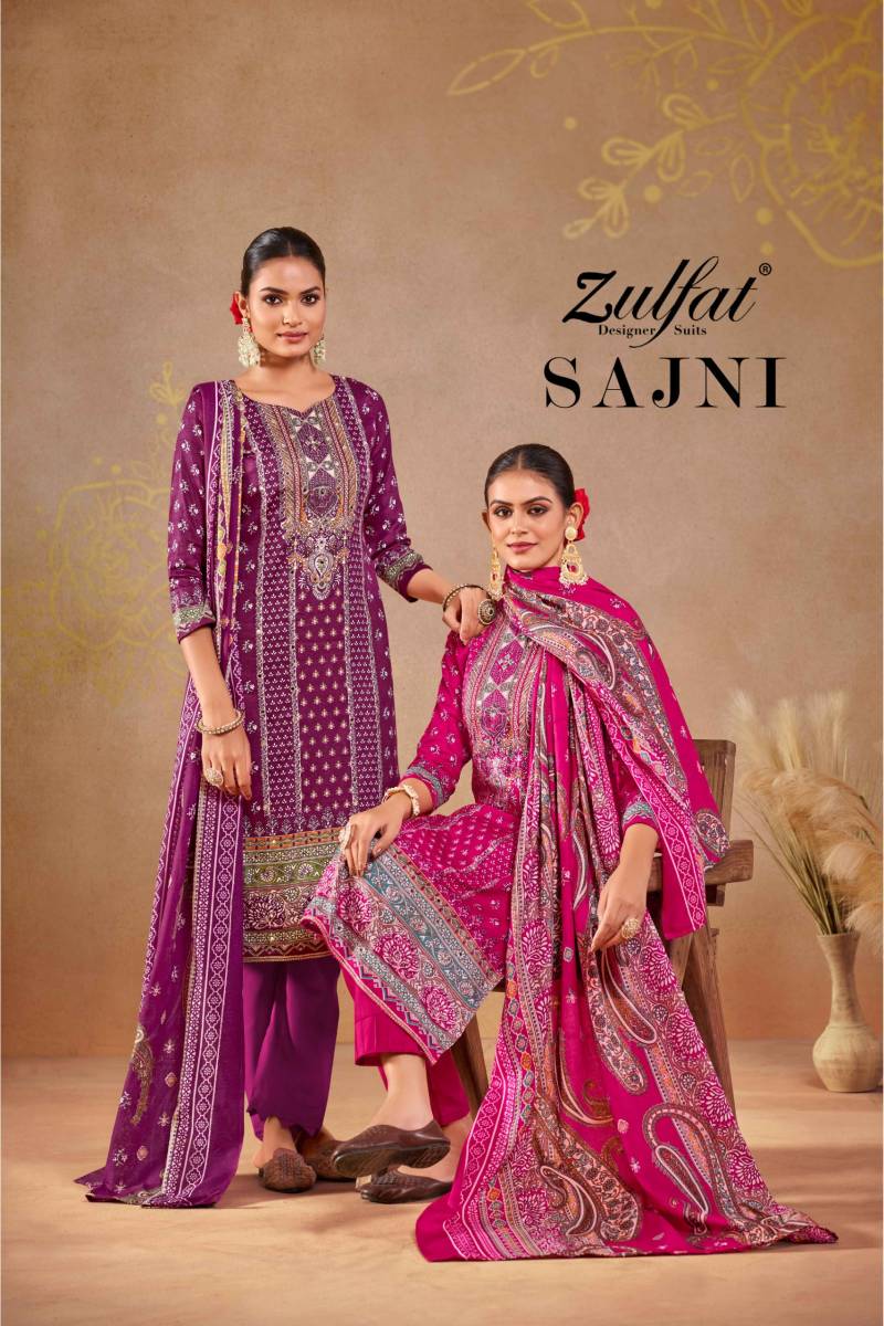 Zulfat Sajni Cotton Printed Dress Material Collection