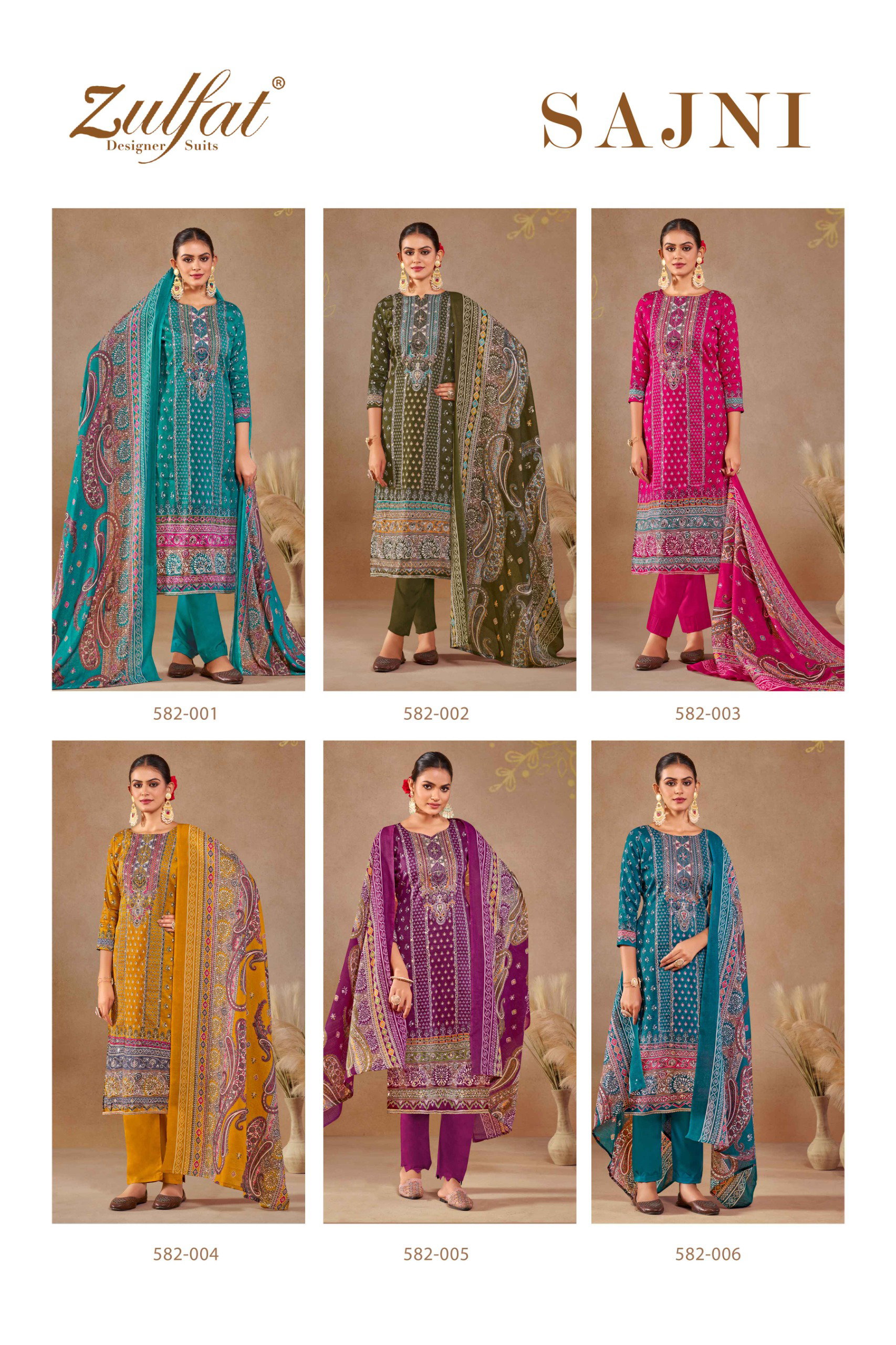 Zulfat Sajni Cotton Printed Dress Material Collection