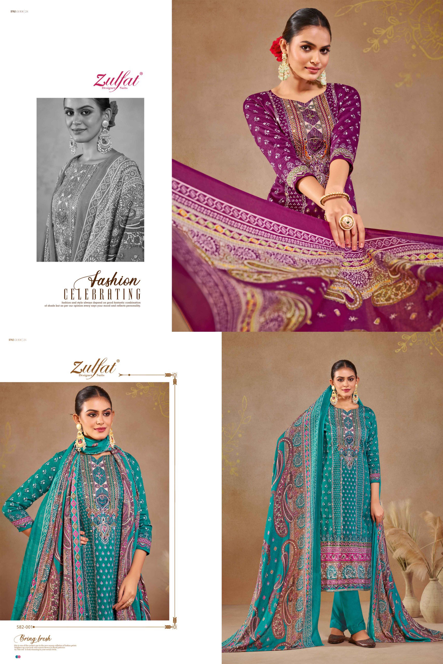 Zulfat Sajni Cotton Printed Dress Material Collection