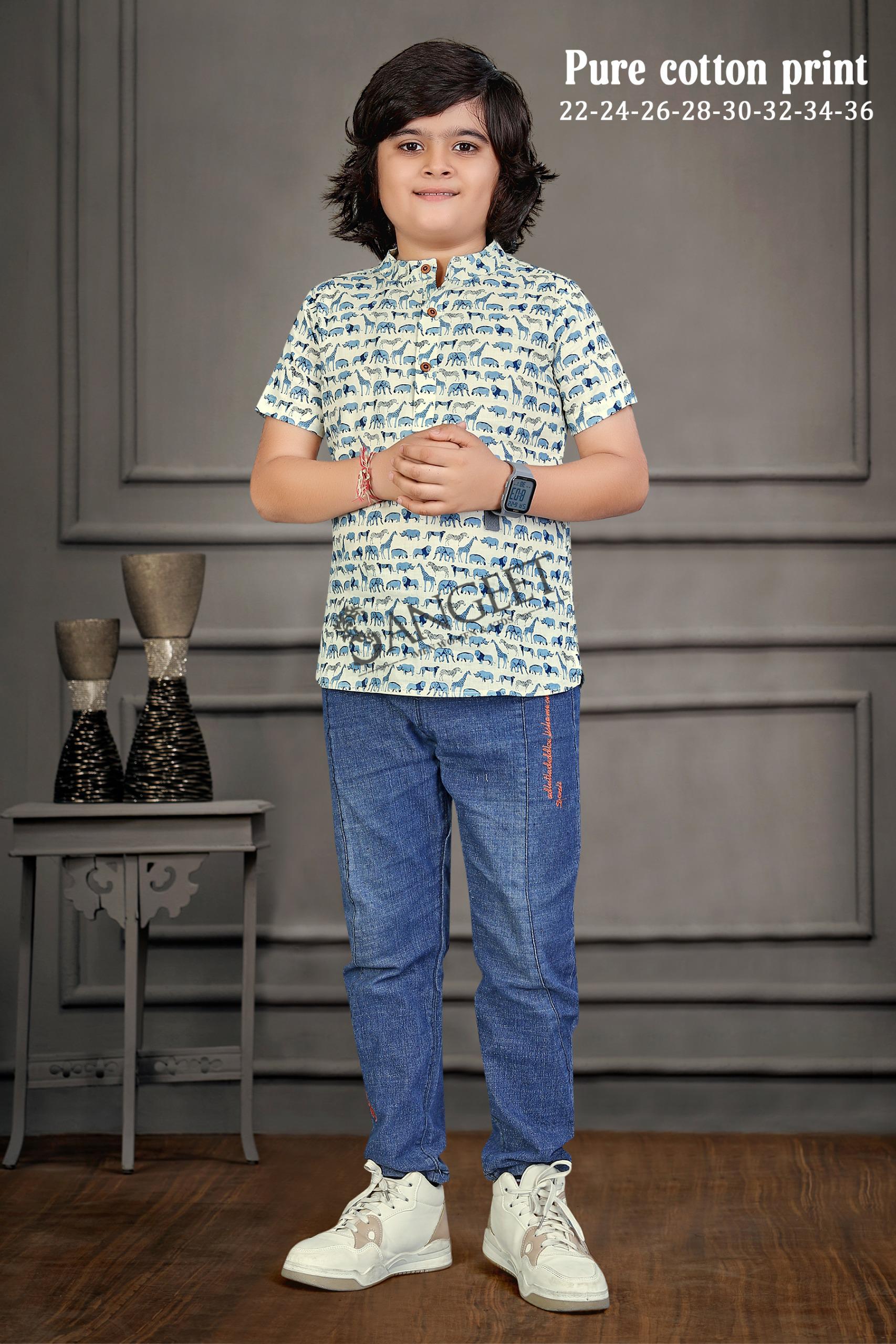 Animal Print Vol 3 Kids Cotton Kurta Collection
