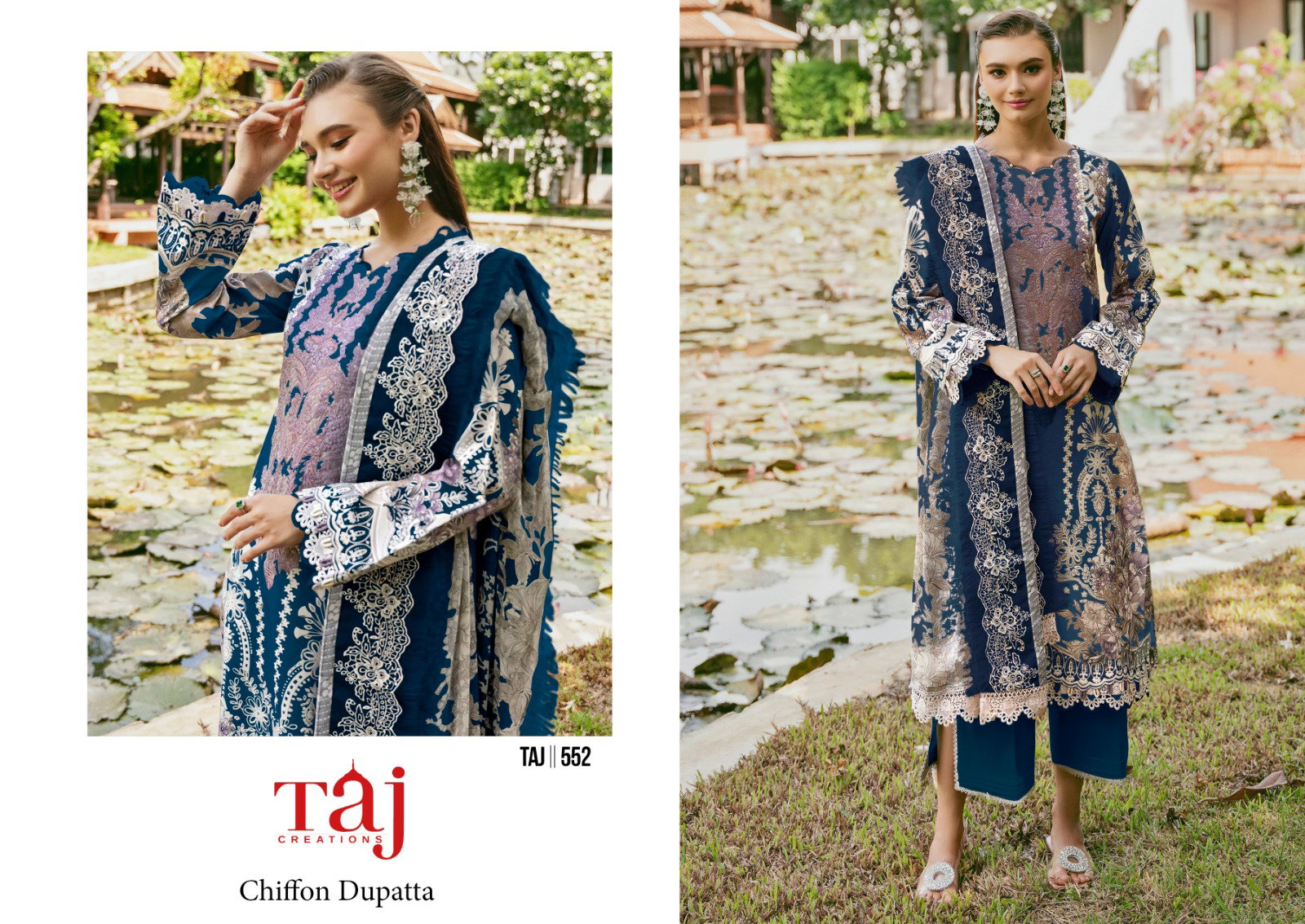 Taj 549 And 552 Chiffon Dupatta Pakistani Salwar Suits Collection