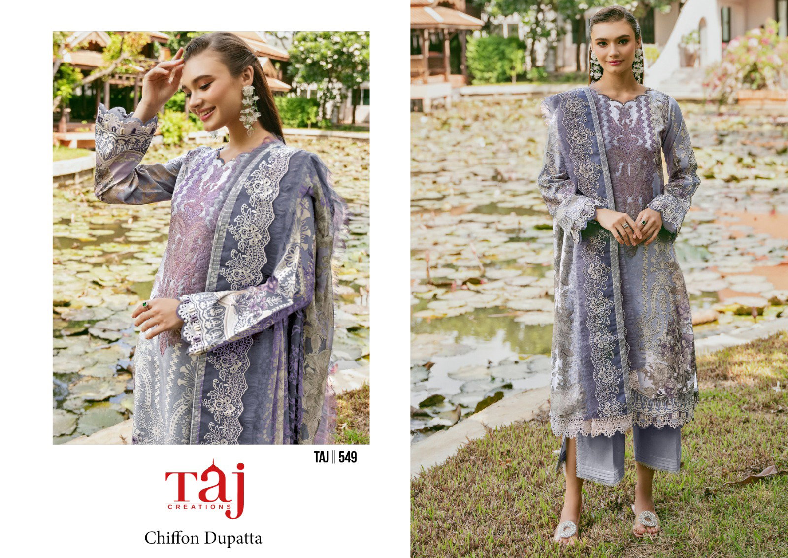 Taj 549 And 552 Chiffon Dupatta Pakistani Salwar Suits Collection