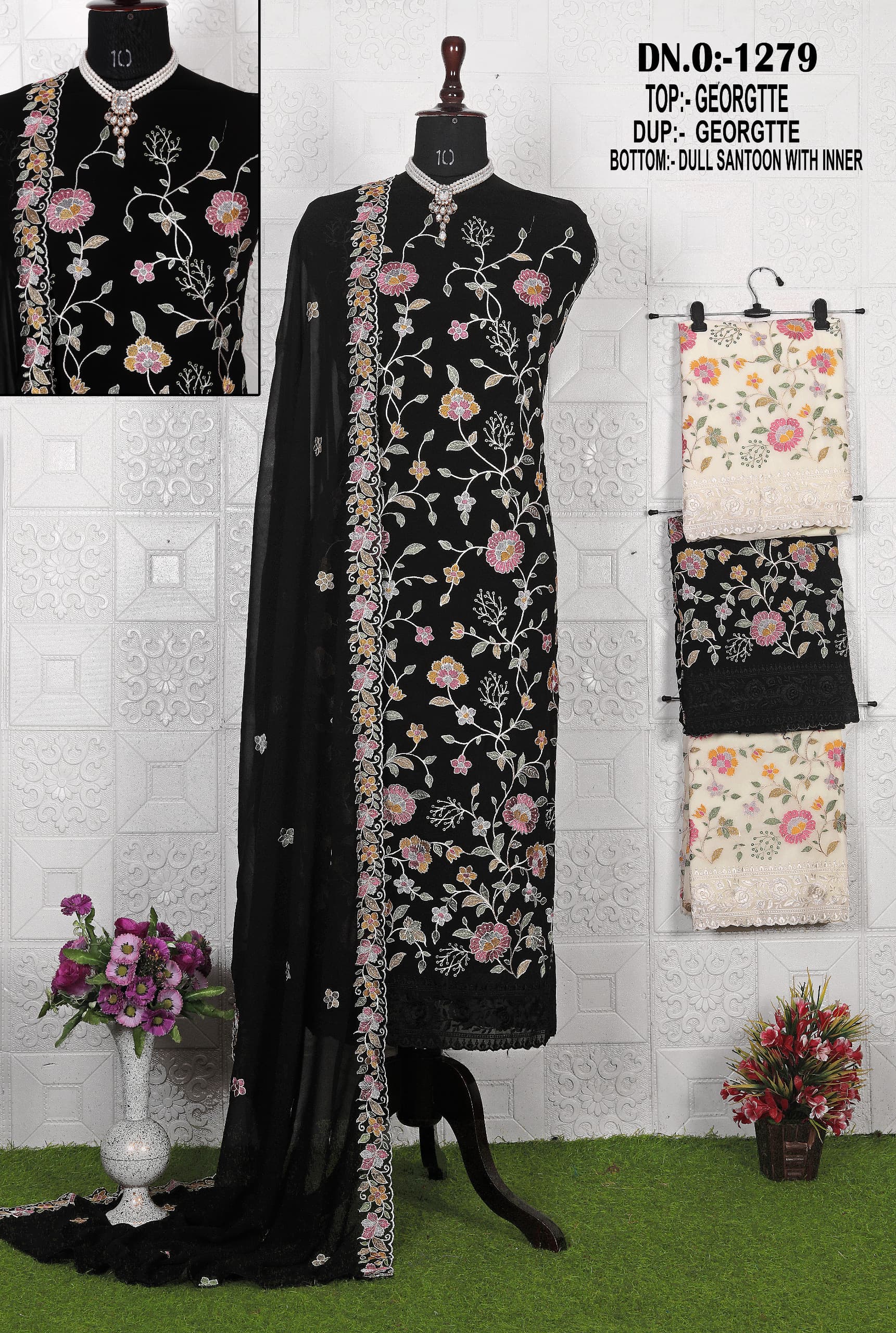 Fancy Georgette 1279 Color Set Matching Dress Material Collection.