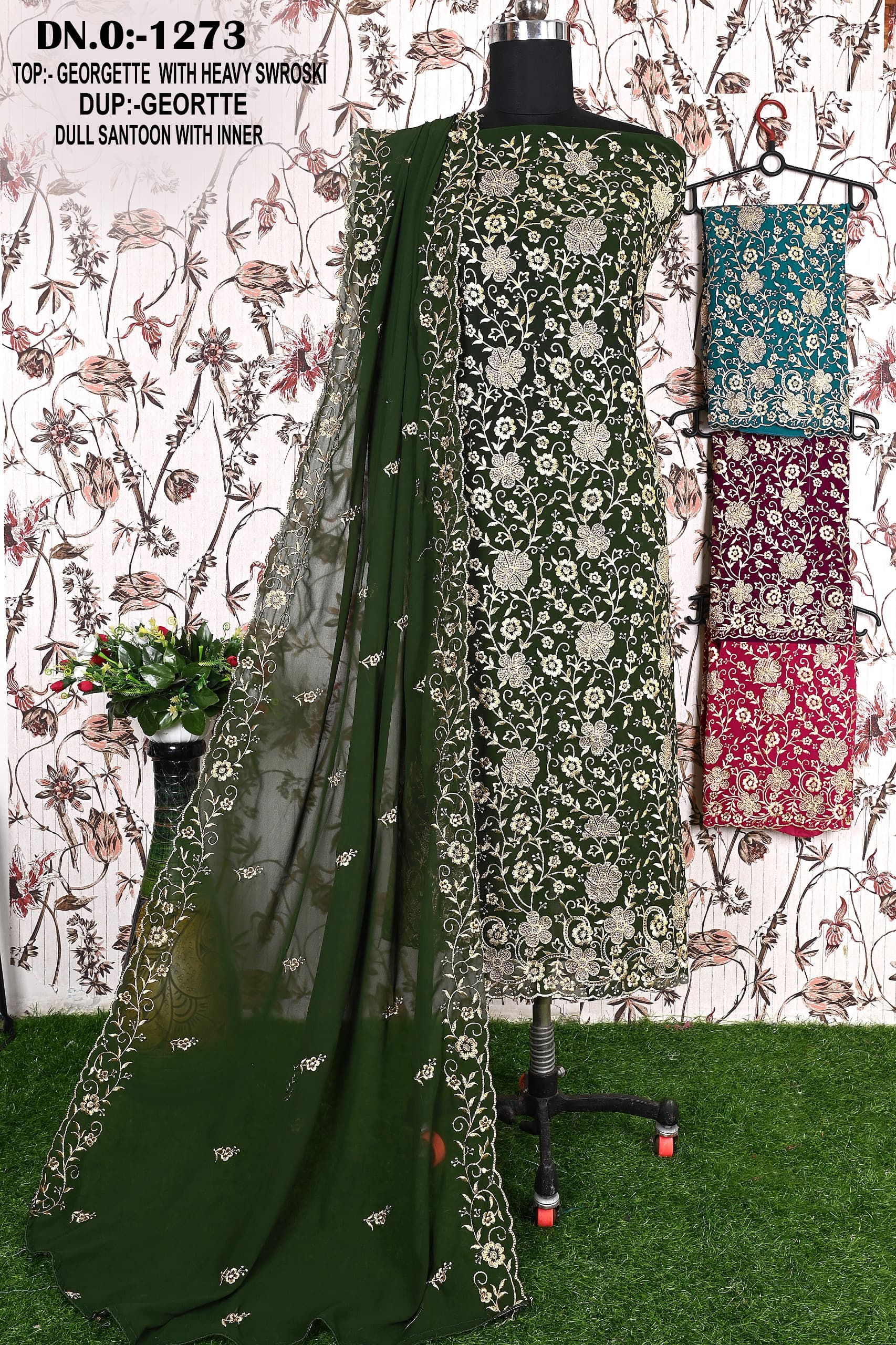 Swaroski Georgette 1273 Color Set Matching Dress Material Collection