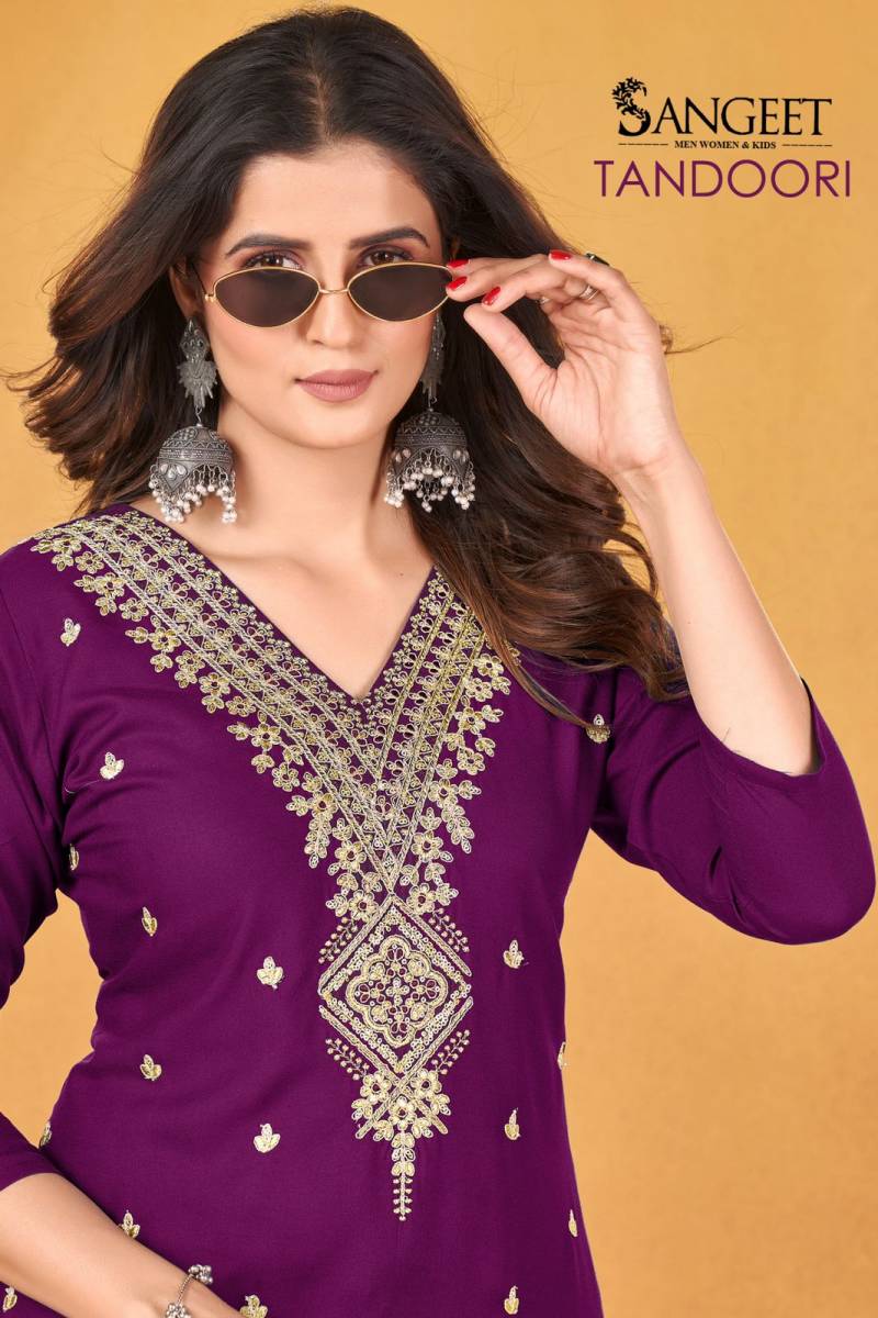 Sangeet Tandoori Rayon Embroidered Kurti Collection
