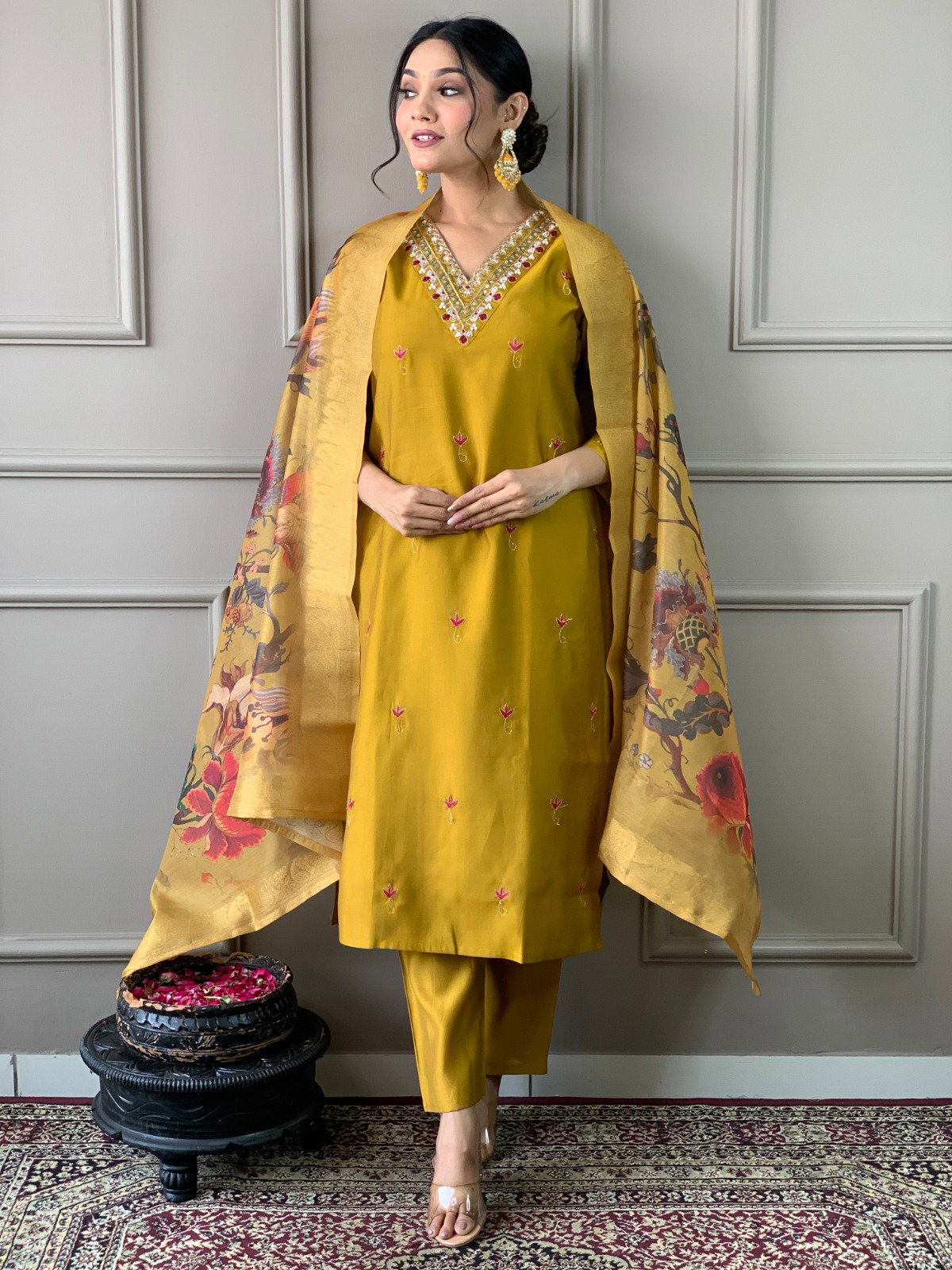 Arushi Mustard Silk Kurti Bottom With Dupatta Collection