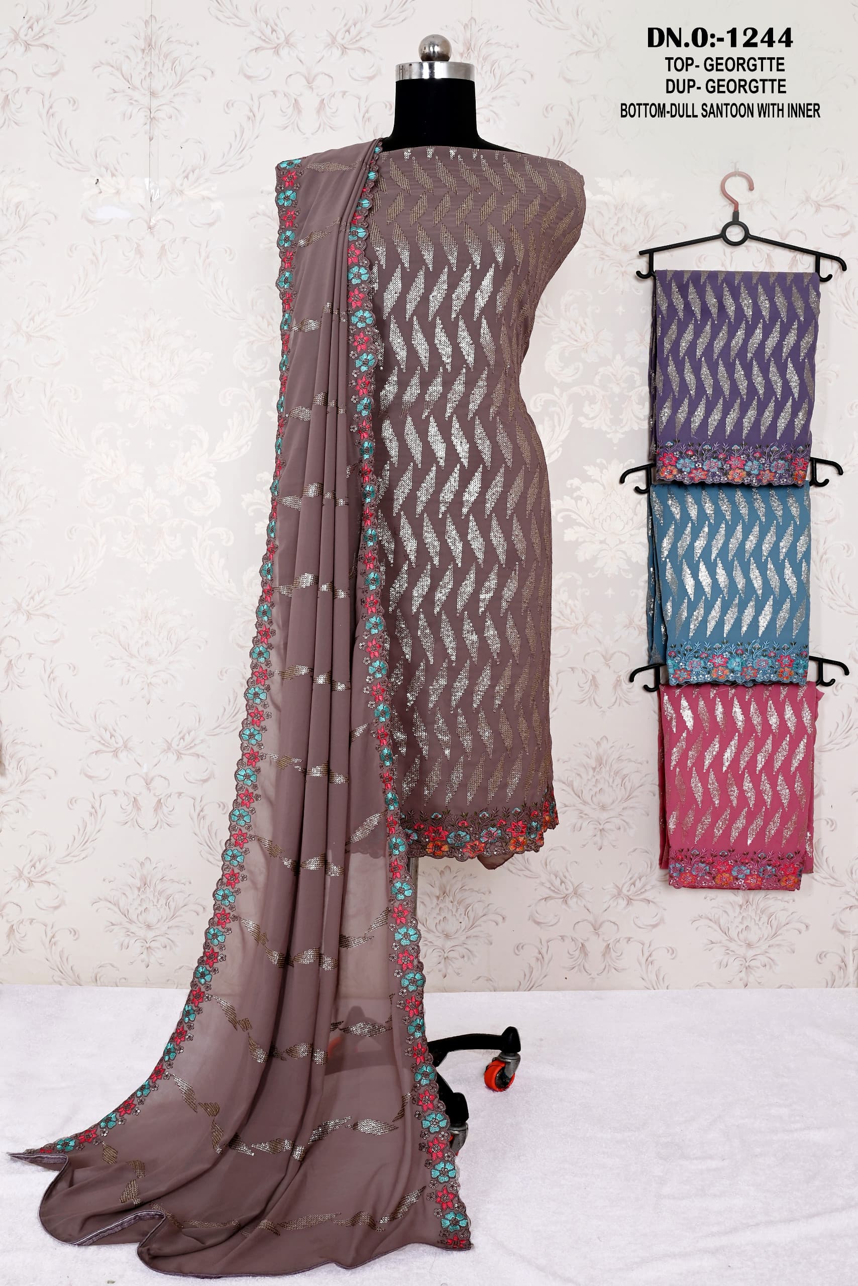 Color Set Matching 1244 Georgette Dress Material Collection