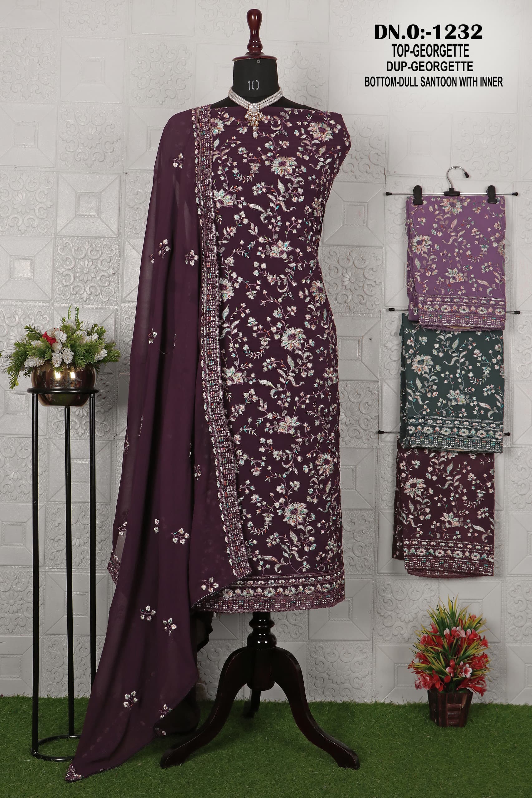 Swaroski Georgette 1232 Color Set Matching Dress Material Collection