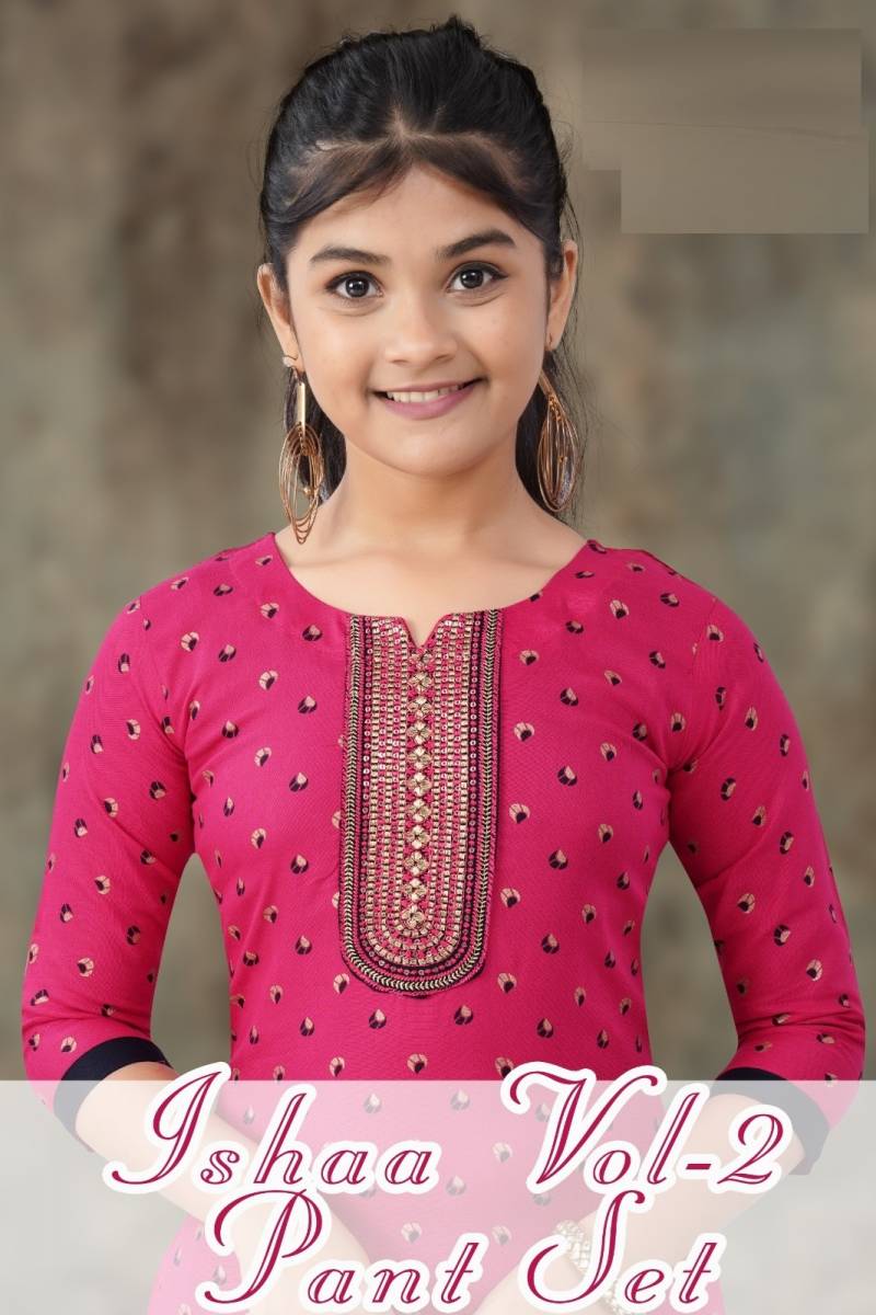 Ishaa Vol 2 Pant Set Kids Kurti Bottom With Dupatta Collection