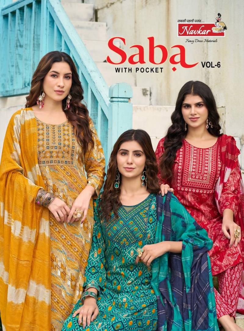 Navkar Saba Vol 6 Rayon Kurti With Bottom Dupatta Collection